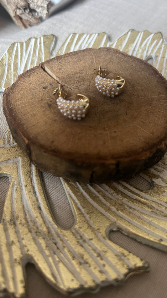 ANNEAUX DORES MINI PERLES CULTURE "HABAHA"