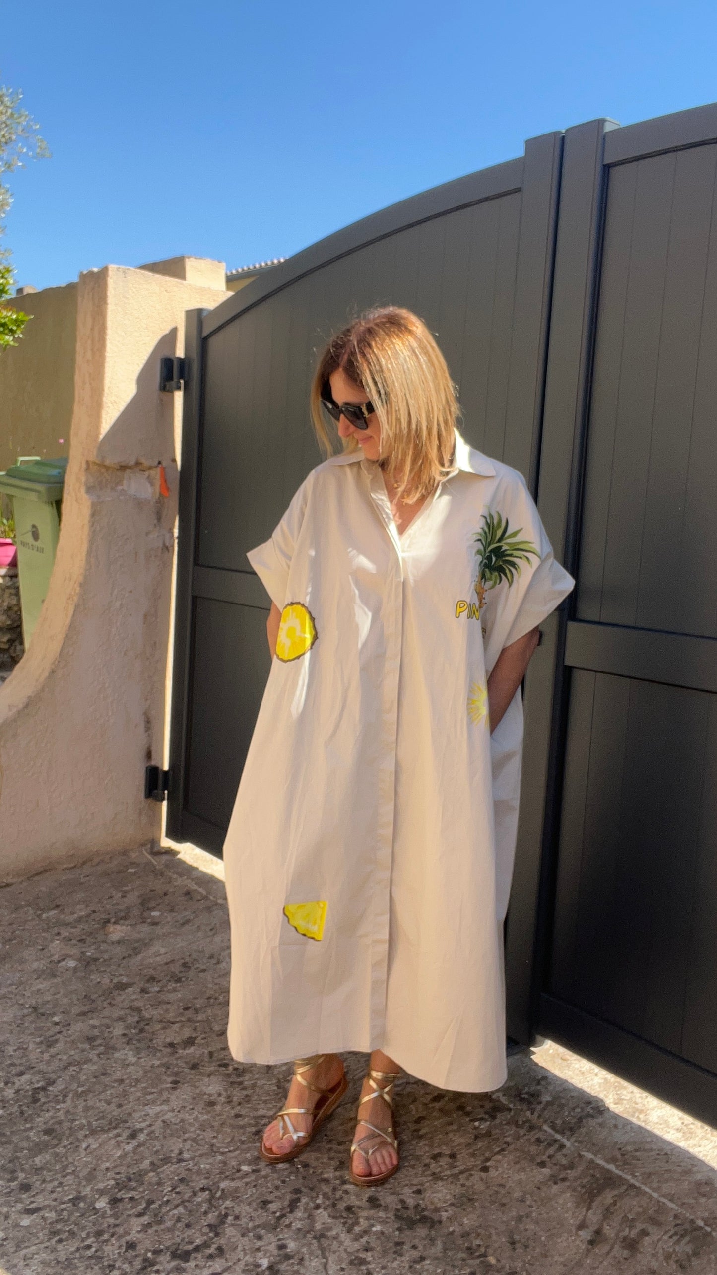 ROBE CHEMISE BEIGE LONGUE "ANANAS"