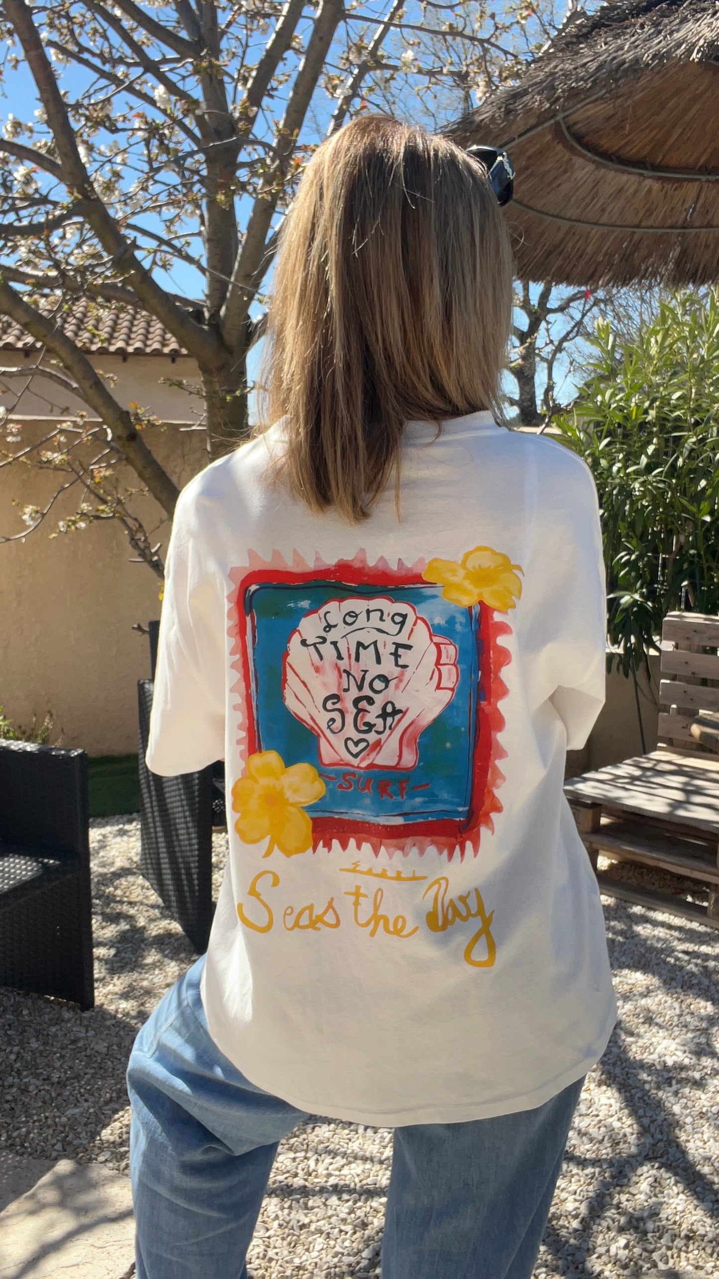 TEE-SHIRT BLANC COQUILLAGE "SEAS THE DAY"