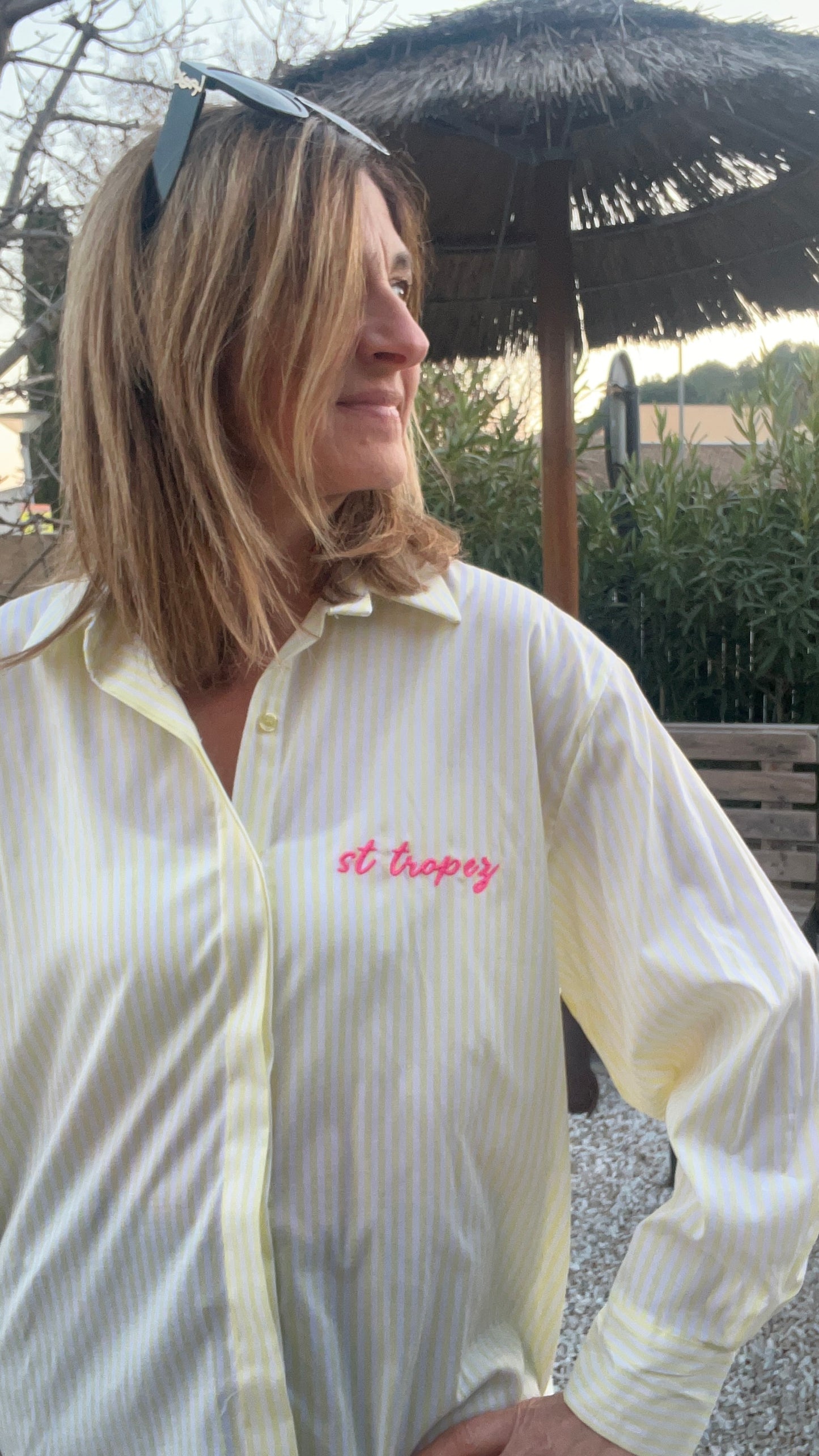 CHEMISIER RAYE JAUNE/BLANC "SAINT-TROPEZ"