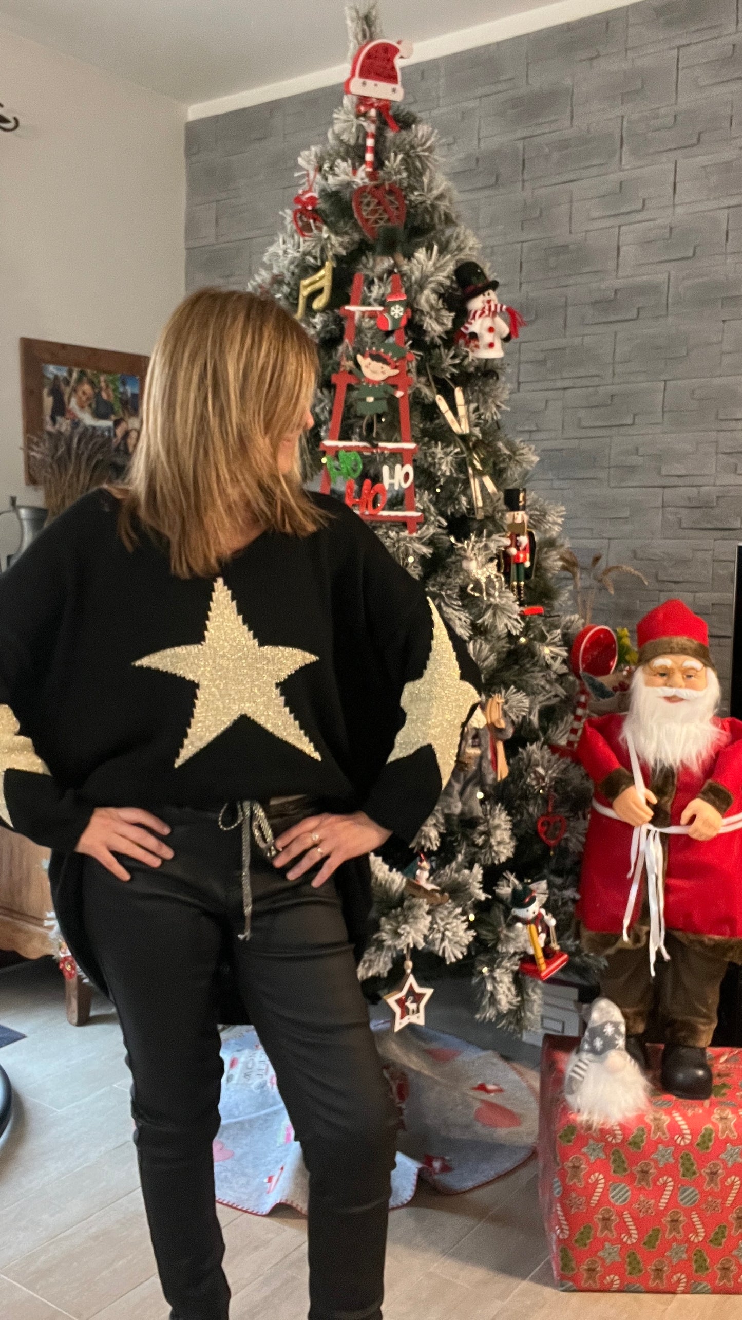 JEANS NOIR EFFET HUILE