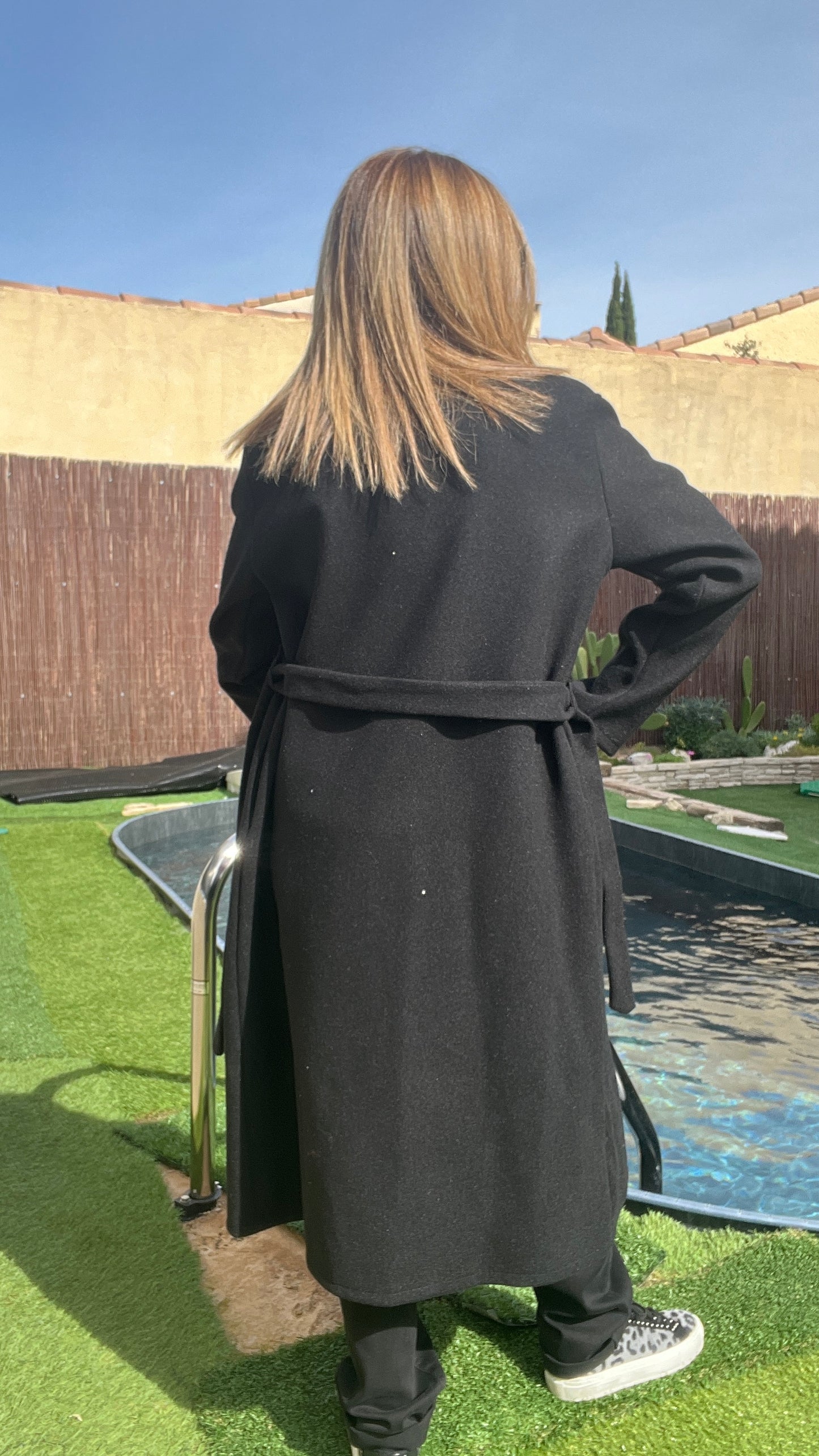 MANTEAU LONG NOIR « DIVA »
