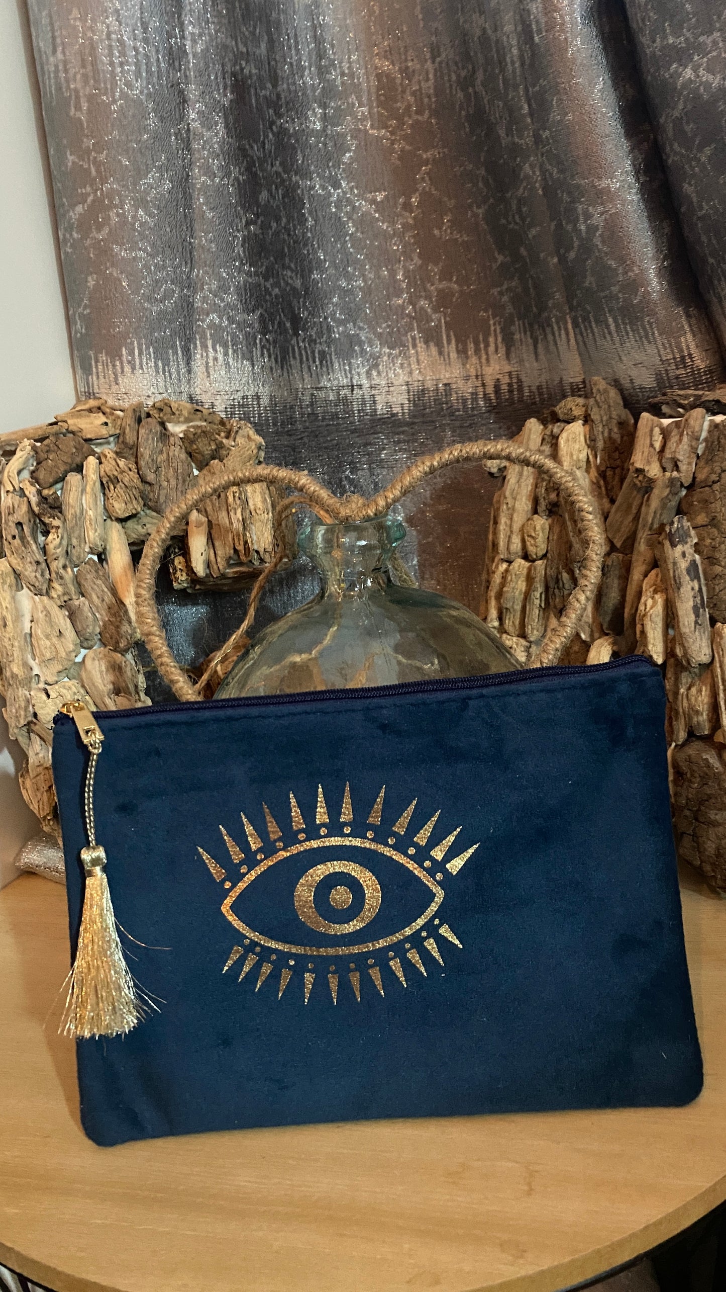 Trousse en daim "œil grec"