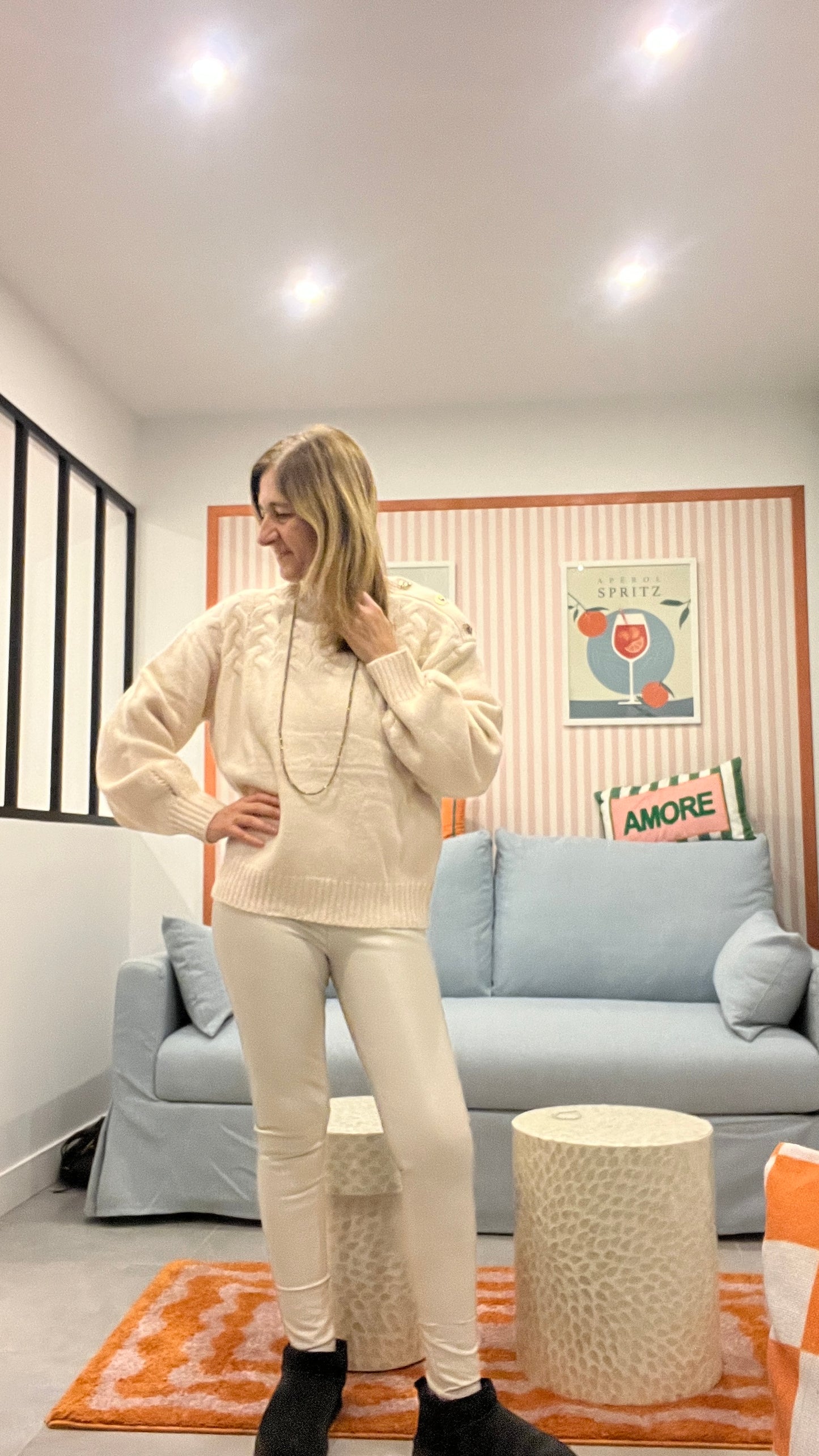 LEGGING BEIGE SIMILICUIR CEINTURE FINE