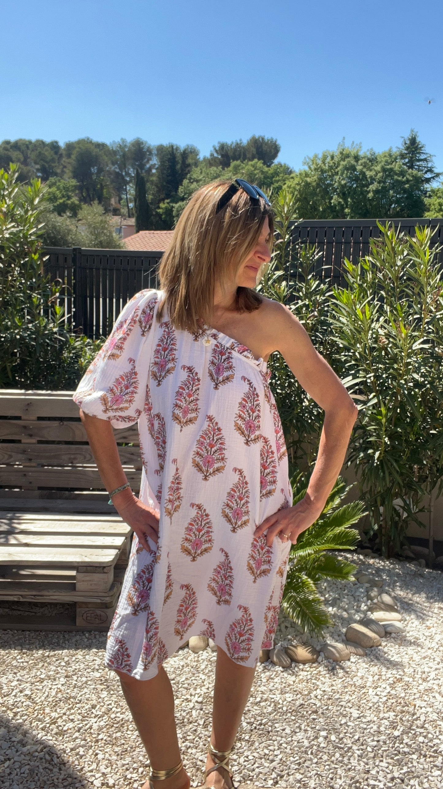 Robe asymétrique "FEUILLAGE"