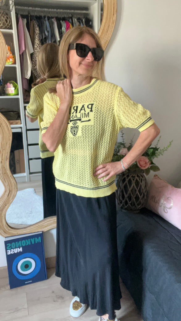 Pull crochet jaune "Milano"
