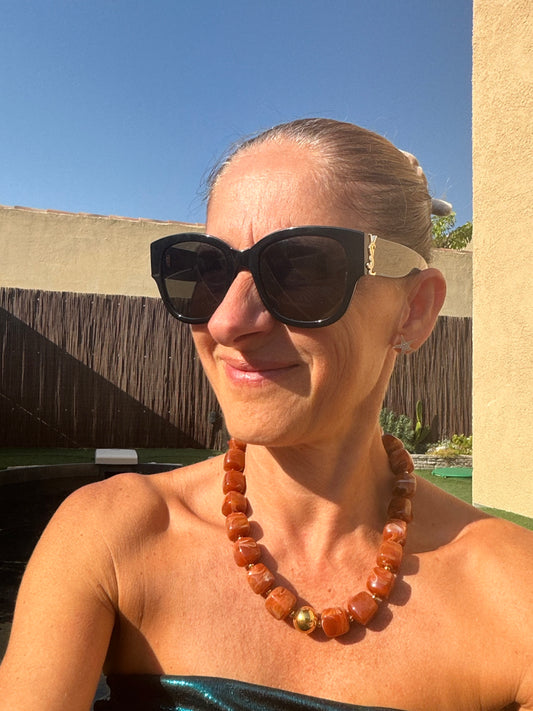 Collier boules résine "Caramel"