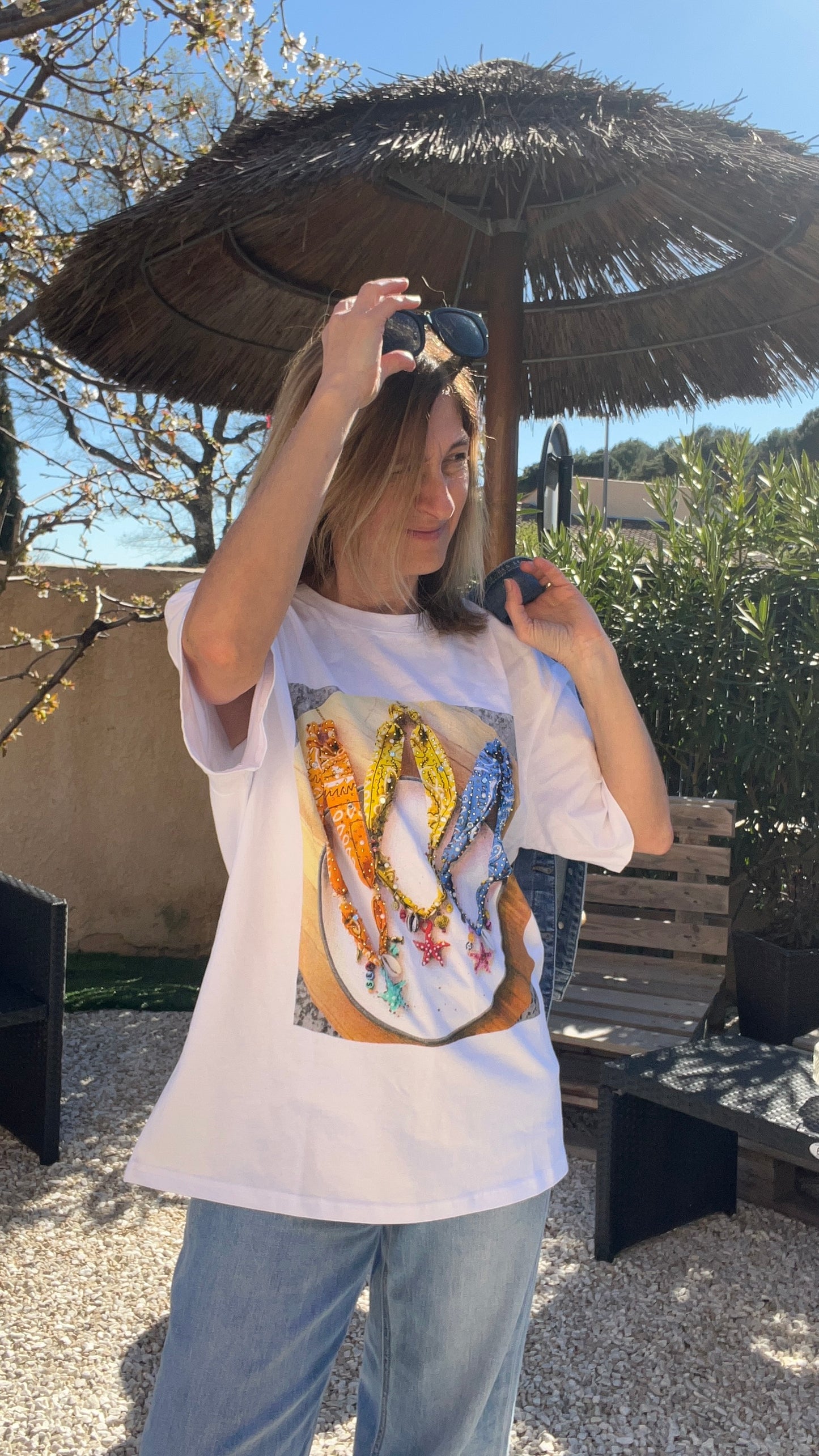 TEE-SHIRT BLANC TONGS