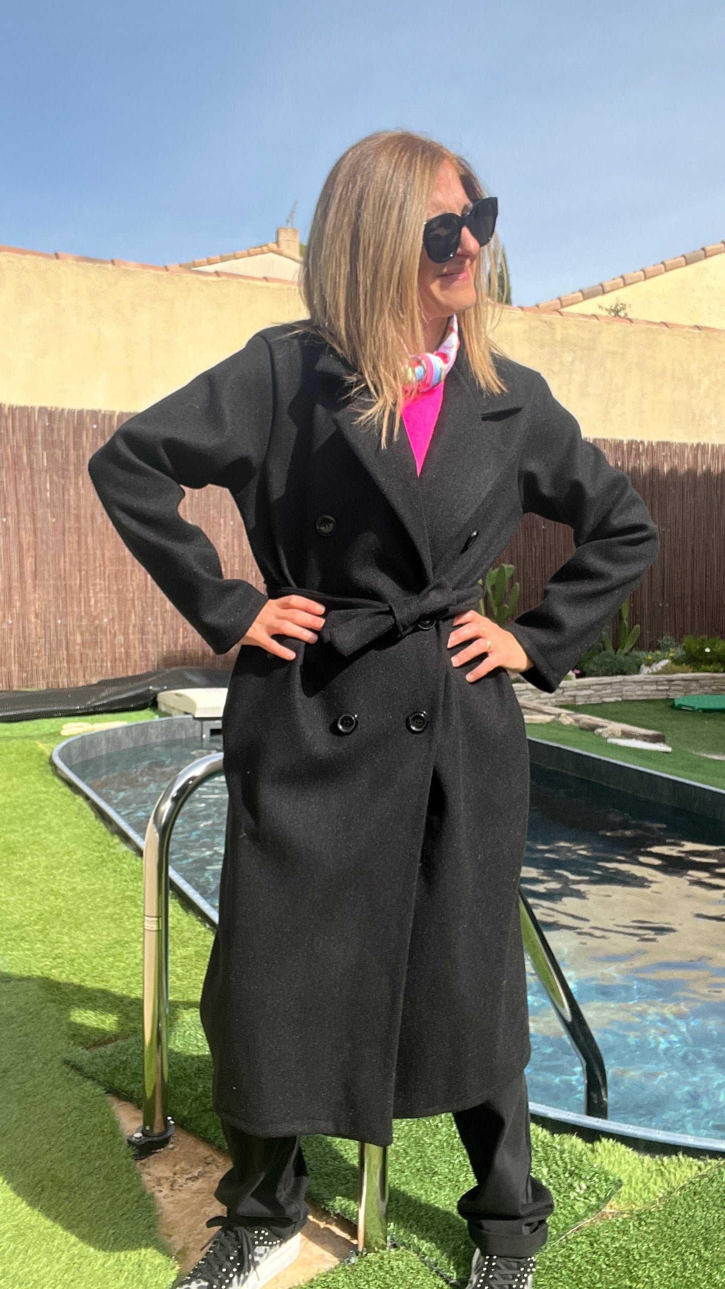 MANTEAU LONG NOIR « DIVA »