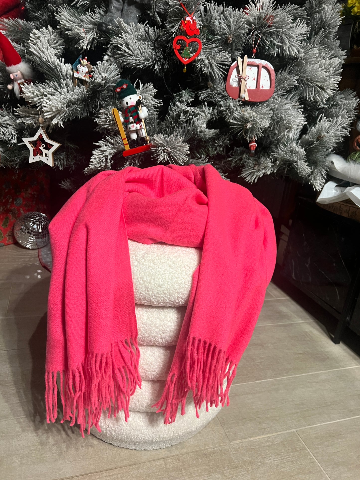 ECHARPE ROSE FLUO "CASHEMIRE"