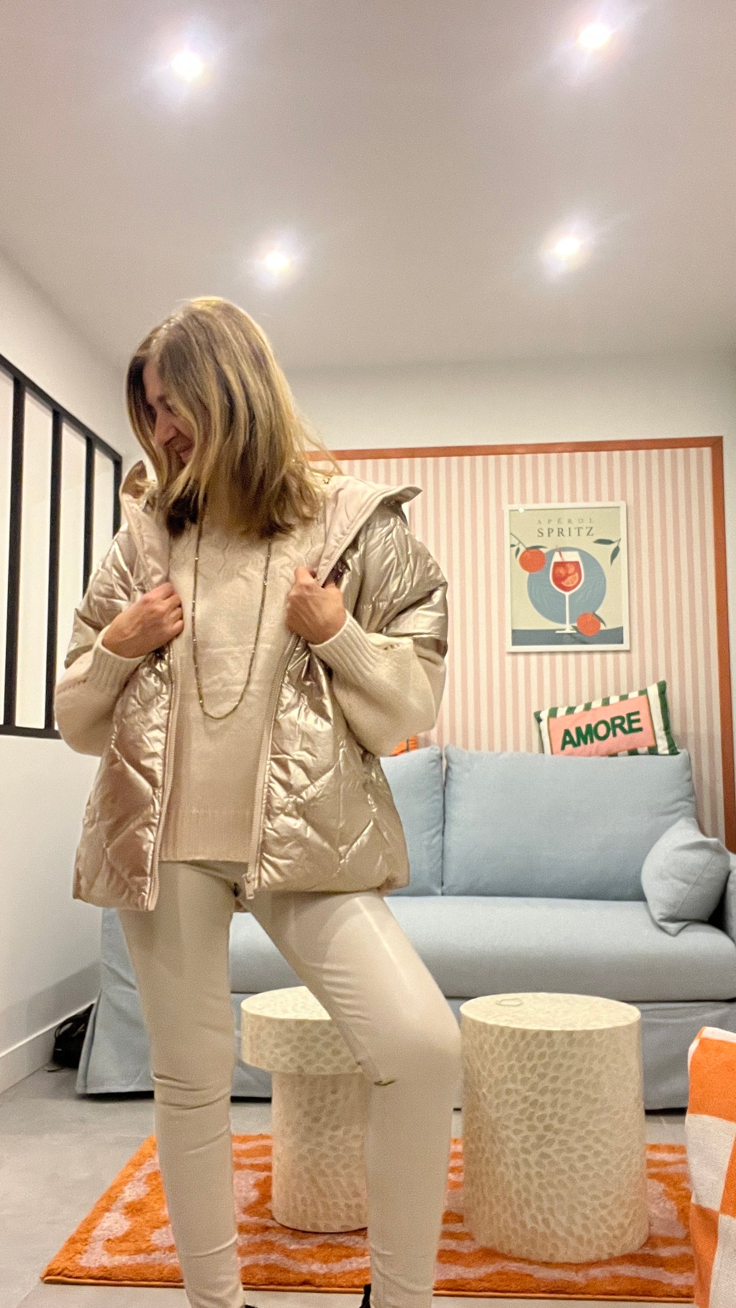 VESTE SANS MANCHES MATELASSEE DOREE