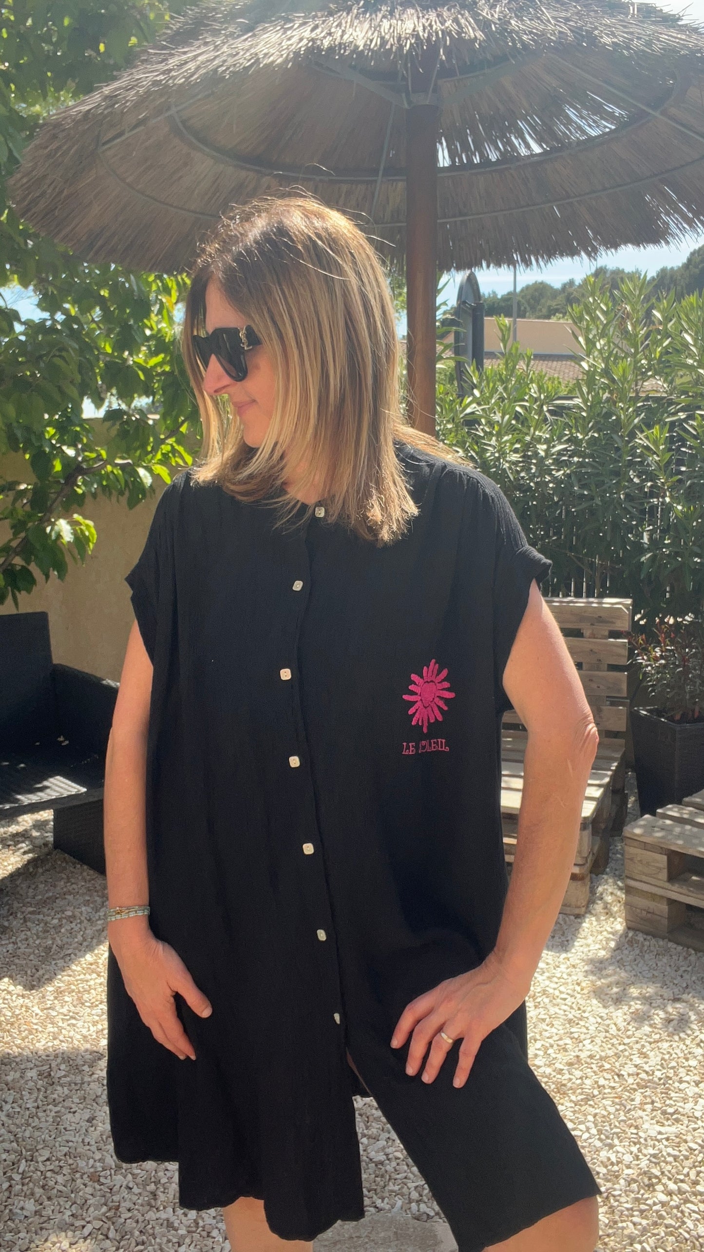 ROBE CHEMISE NOIR SOLEIL