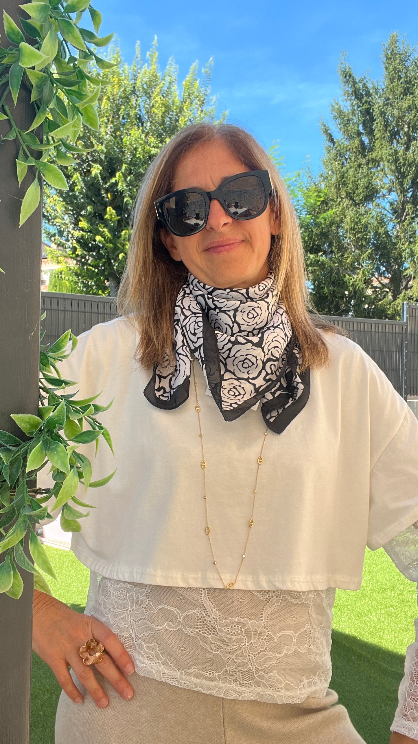 FOULARD BLANC & NOIR "PETIT CARRE"