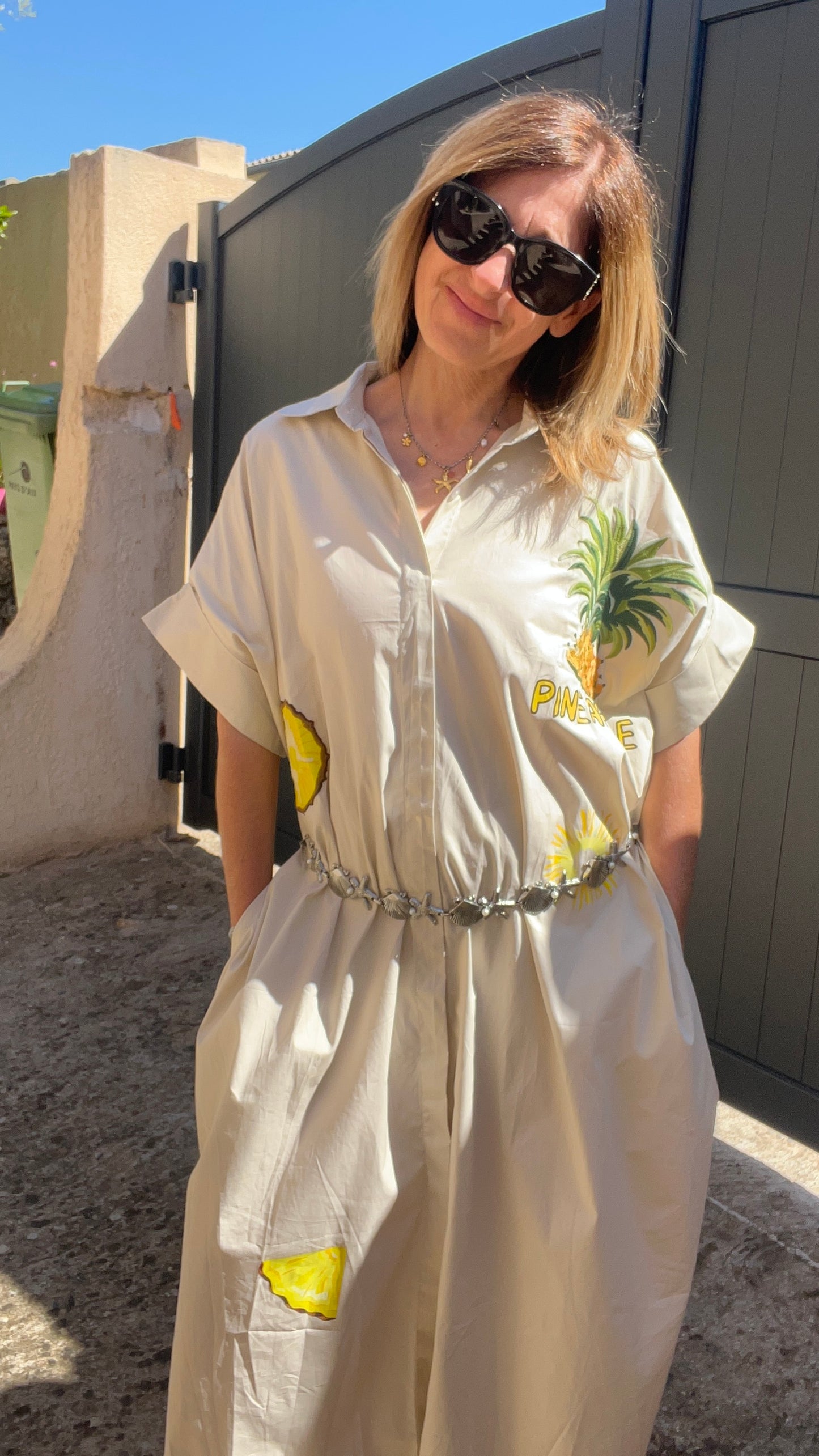 ROBE CHEMISE BEIGE LONGUE "ANANAS"