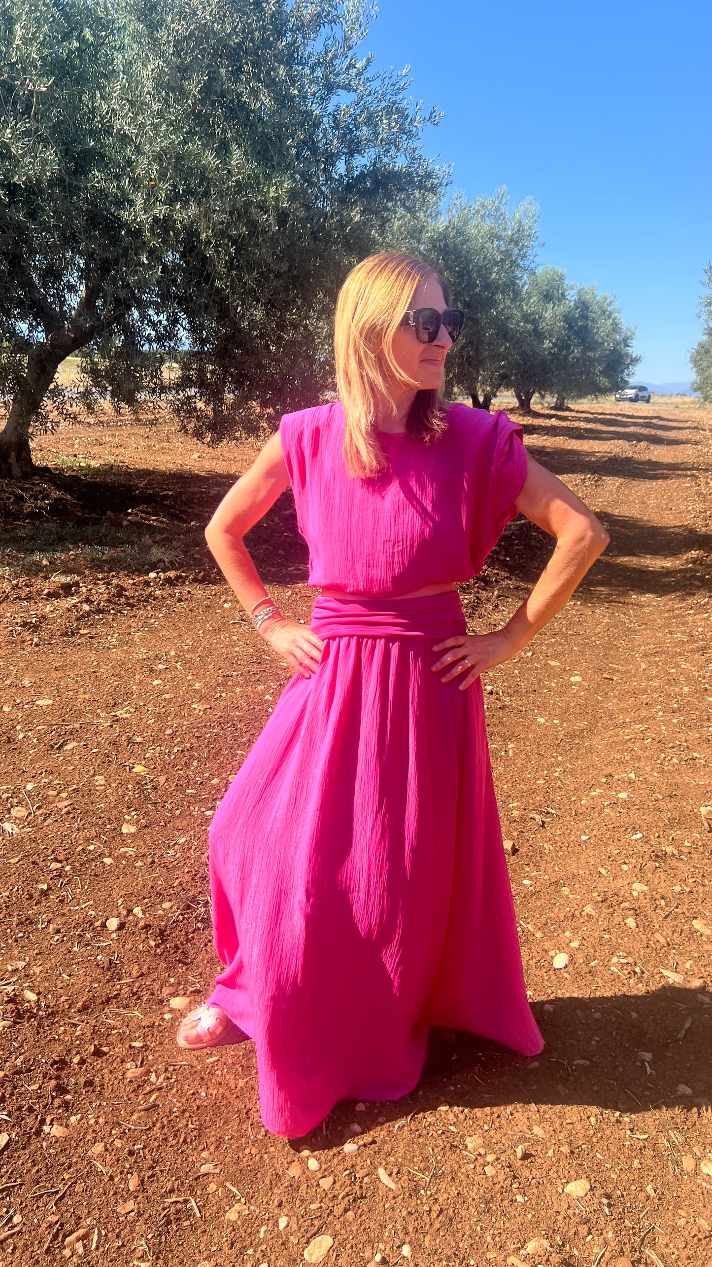 ENSEMBLE  ROSE FUCHSIA JUPE/TOP