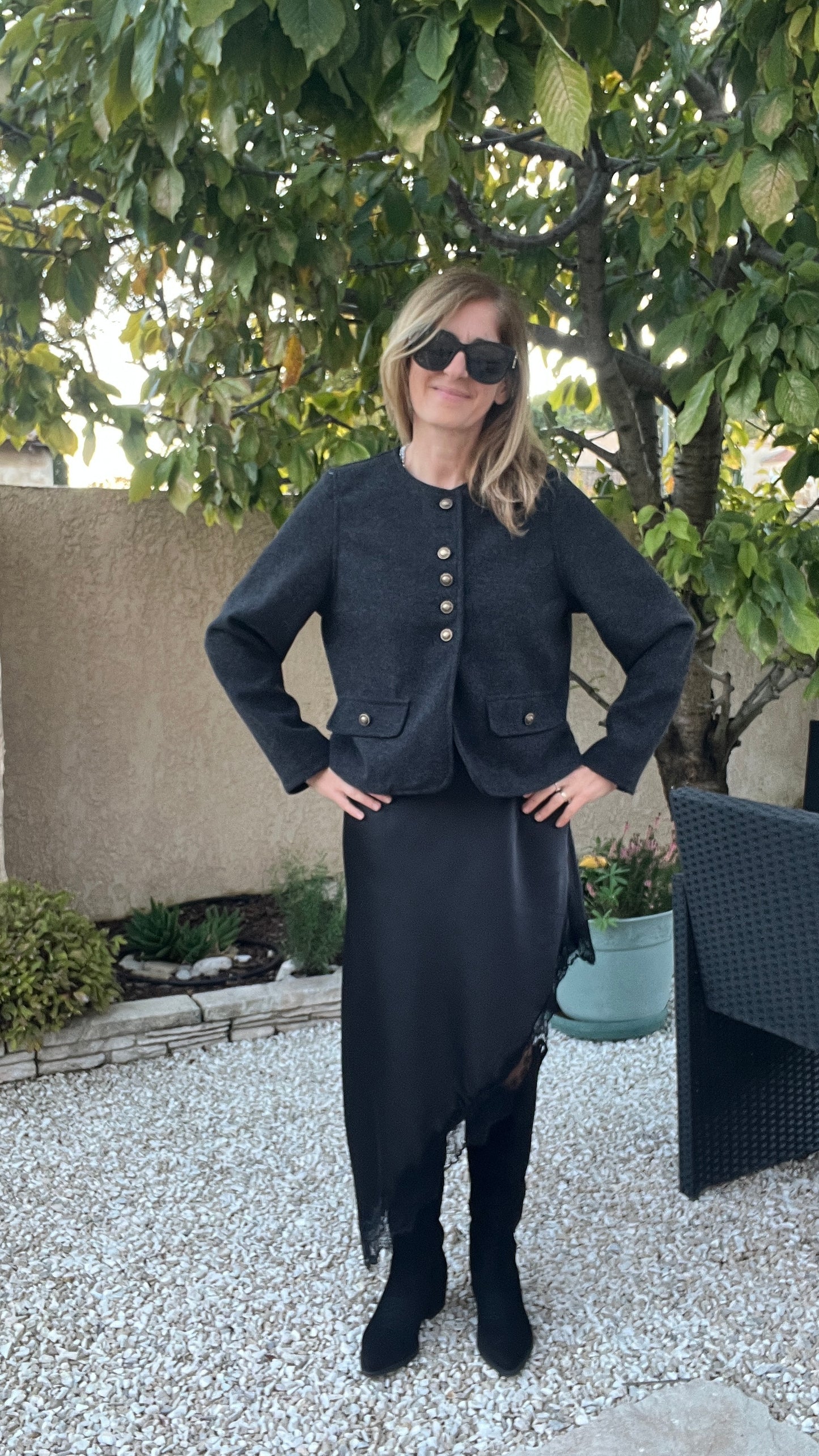 VESTE  BOUTONNEE GRISE "CELESTE"