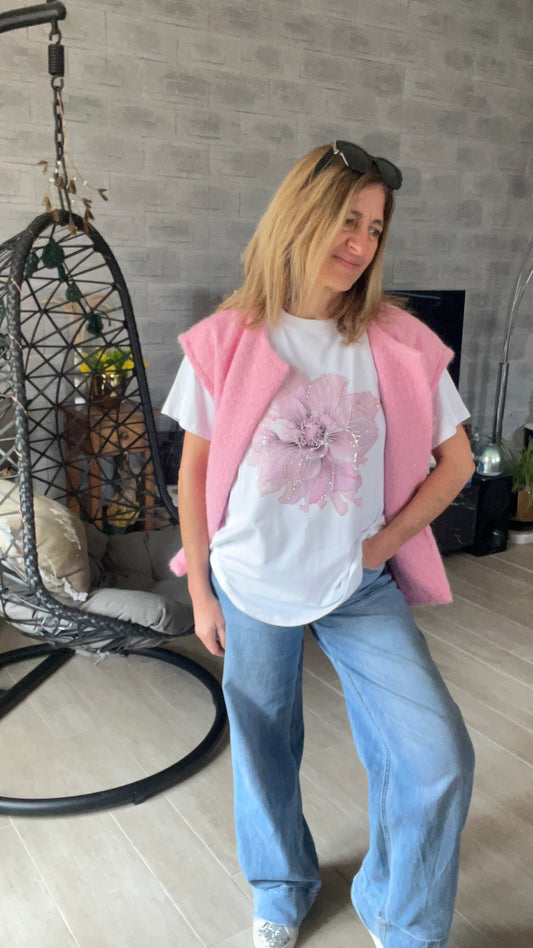 VESTE ROSE SANS MANCHES "ALEX"