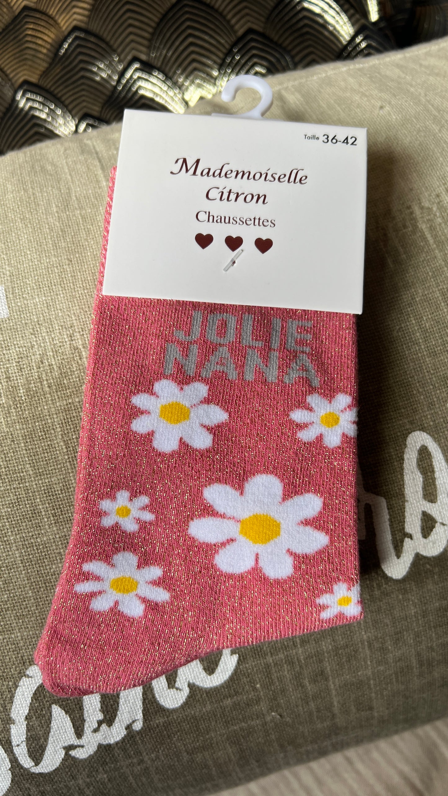 CHAUSSETTES PAILLETTES "MARGUERITES/SEXY"💋🌼