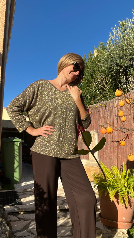 TUNIQUE PAILLETTES CHOCO/DORE