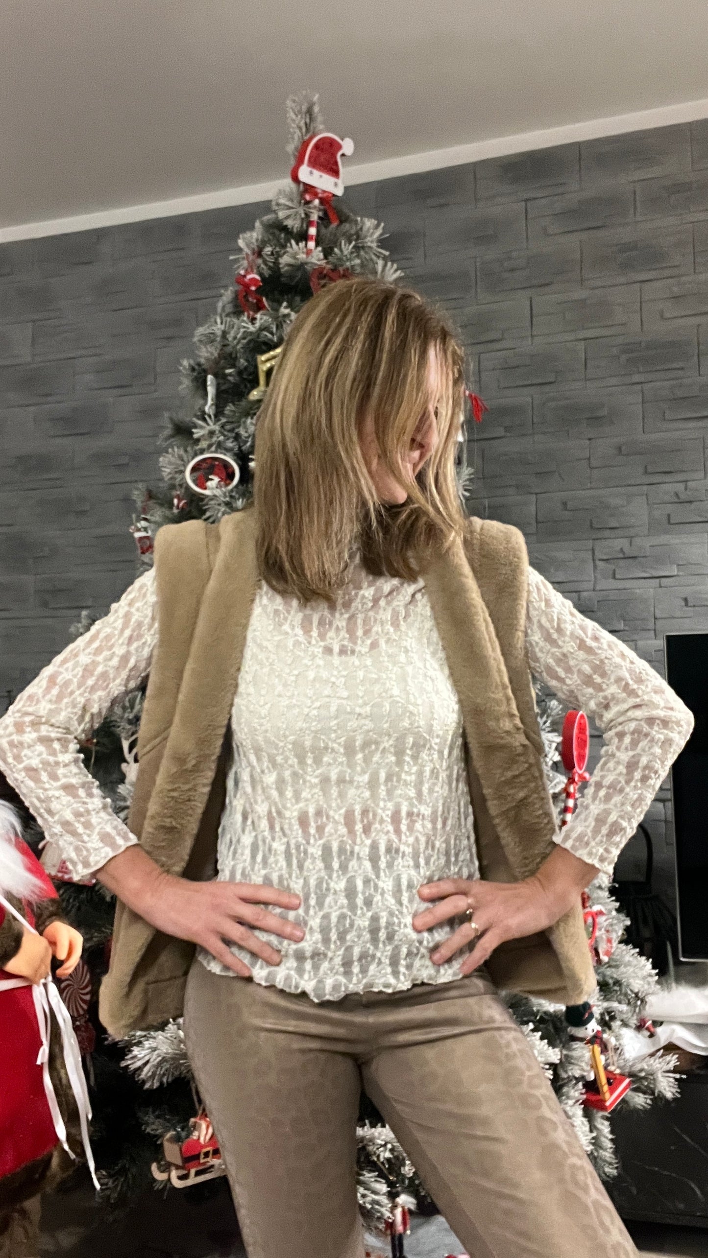 VESTE SANS MANCHES CAMEL IMITATION PEAU/MOUMOUTE