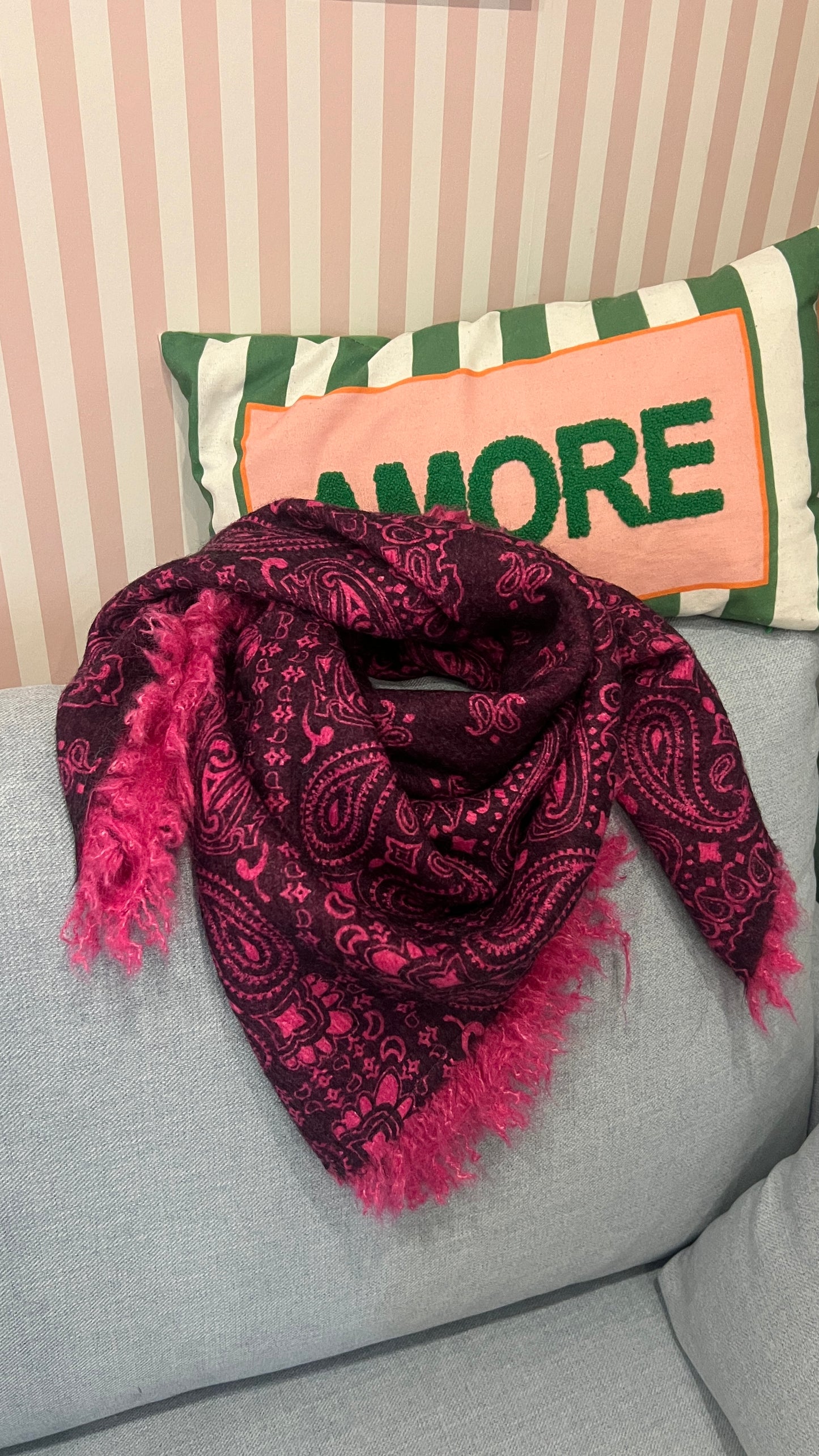 FOULARD BANDANA FUCHSIA/NOIR VIOLET