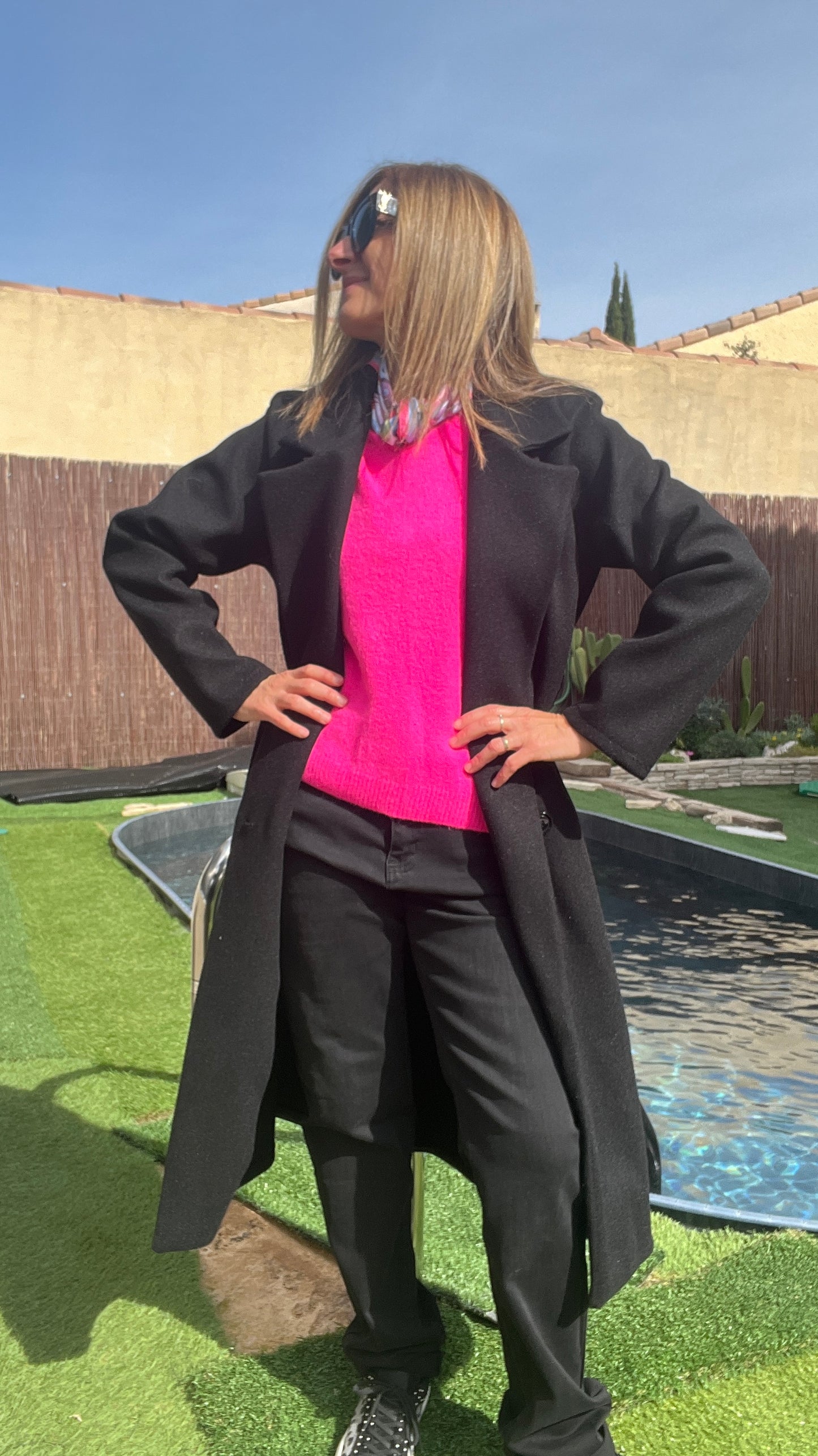 MANTEAU LONG NOIR « DIVA »