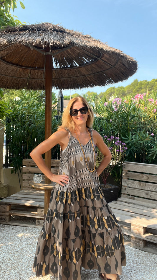 ROBE LONGUE CHOCOLAT/NOIRE "AUTOMNE"