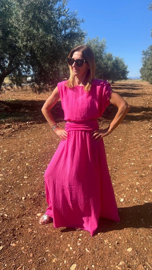 ENSEMBLE  ROSE FUCHSIA JUPE/TOP