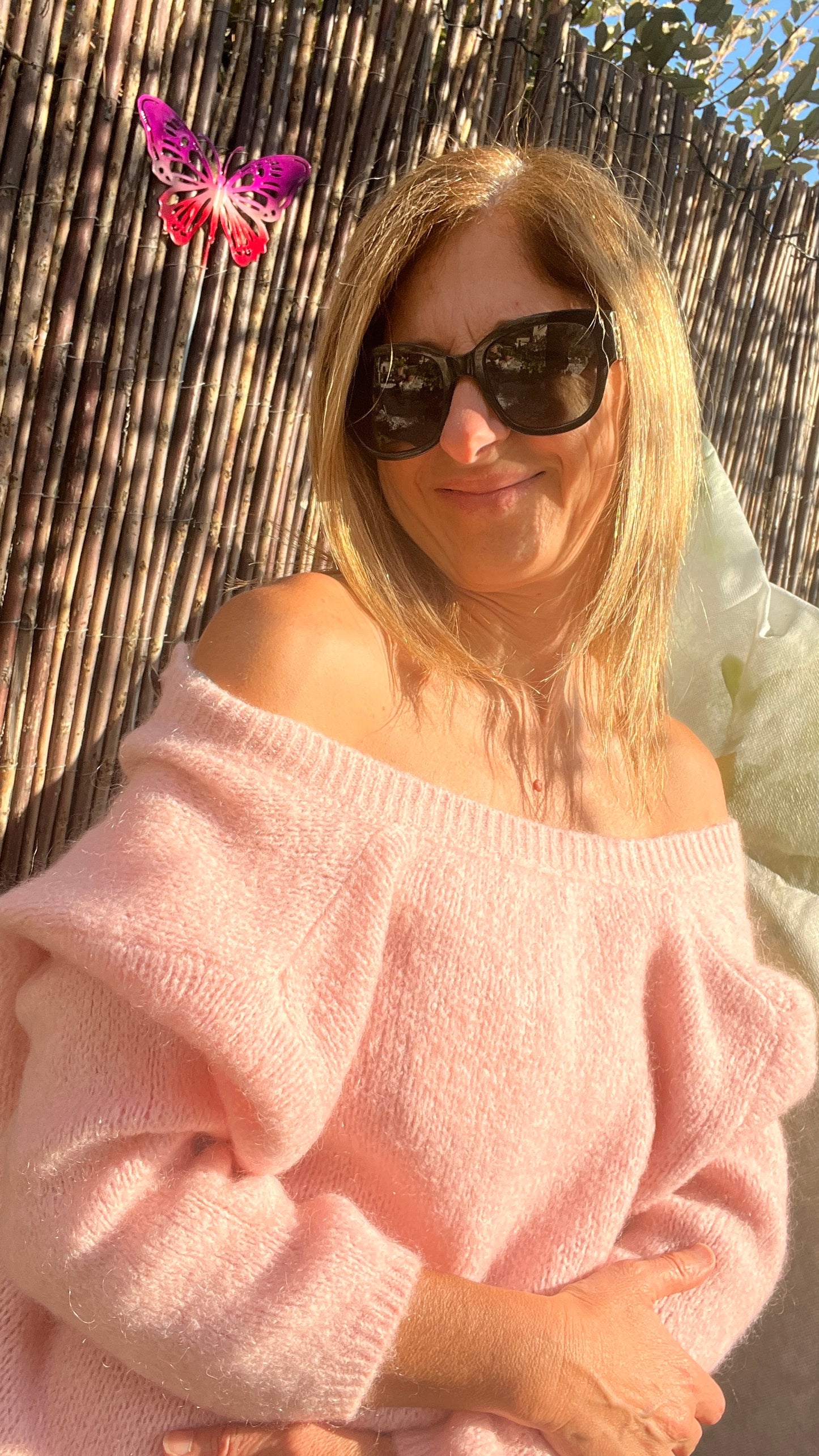 GILET ROSE POUDREE MANCHES LONGUES "ANNA"