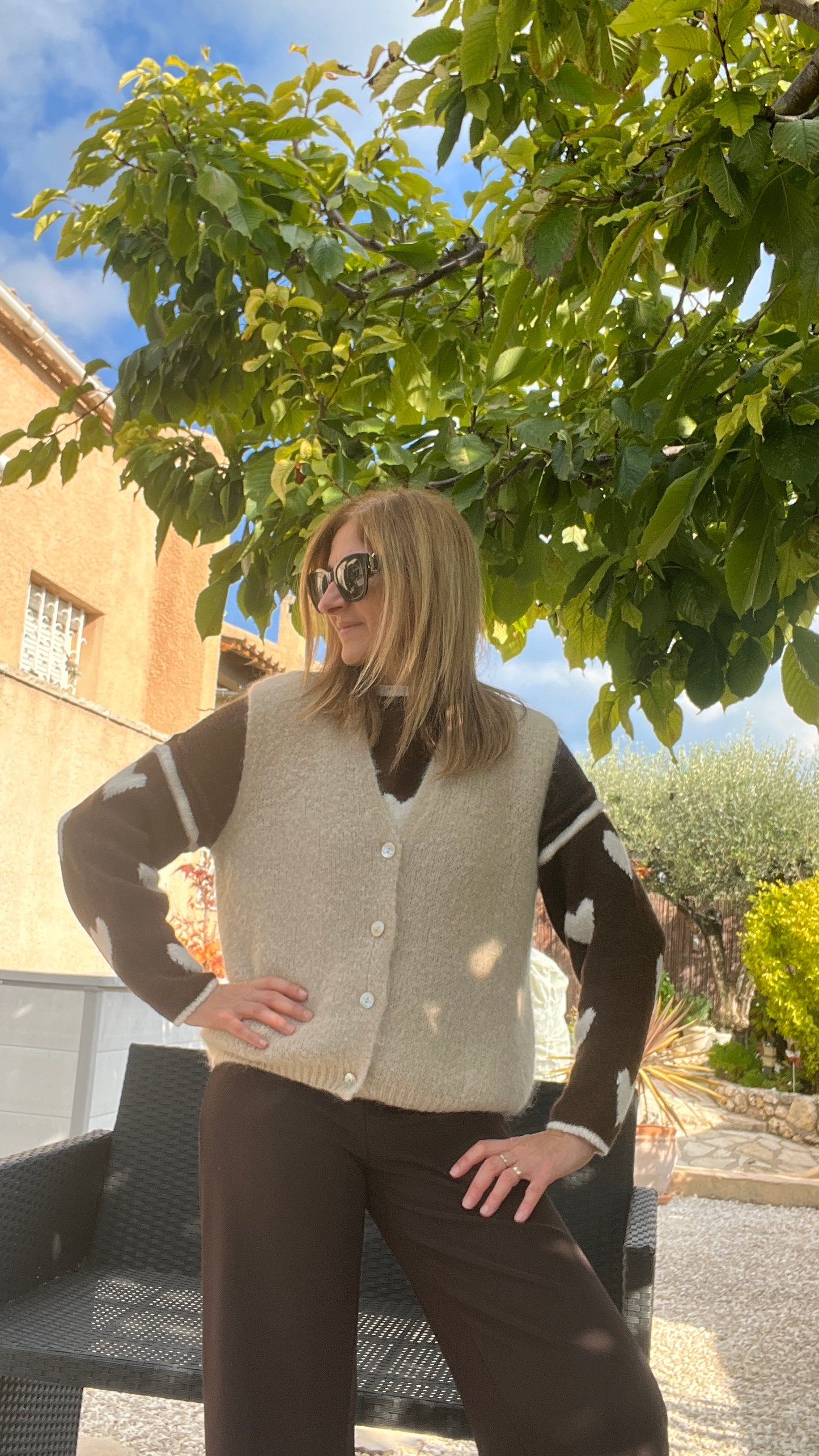 GILET SANS MANCHES BEIGE "DIANA"