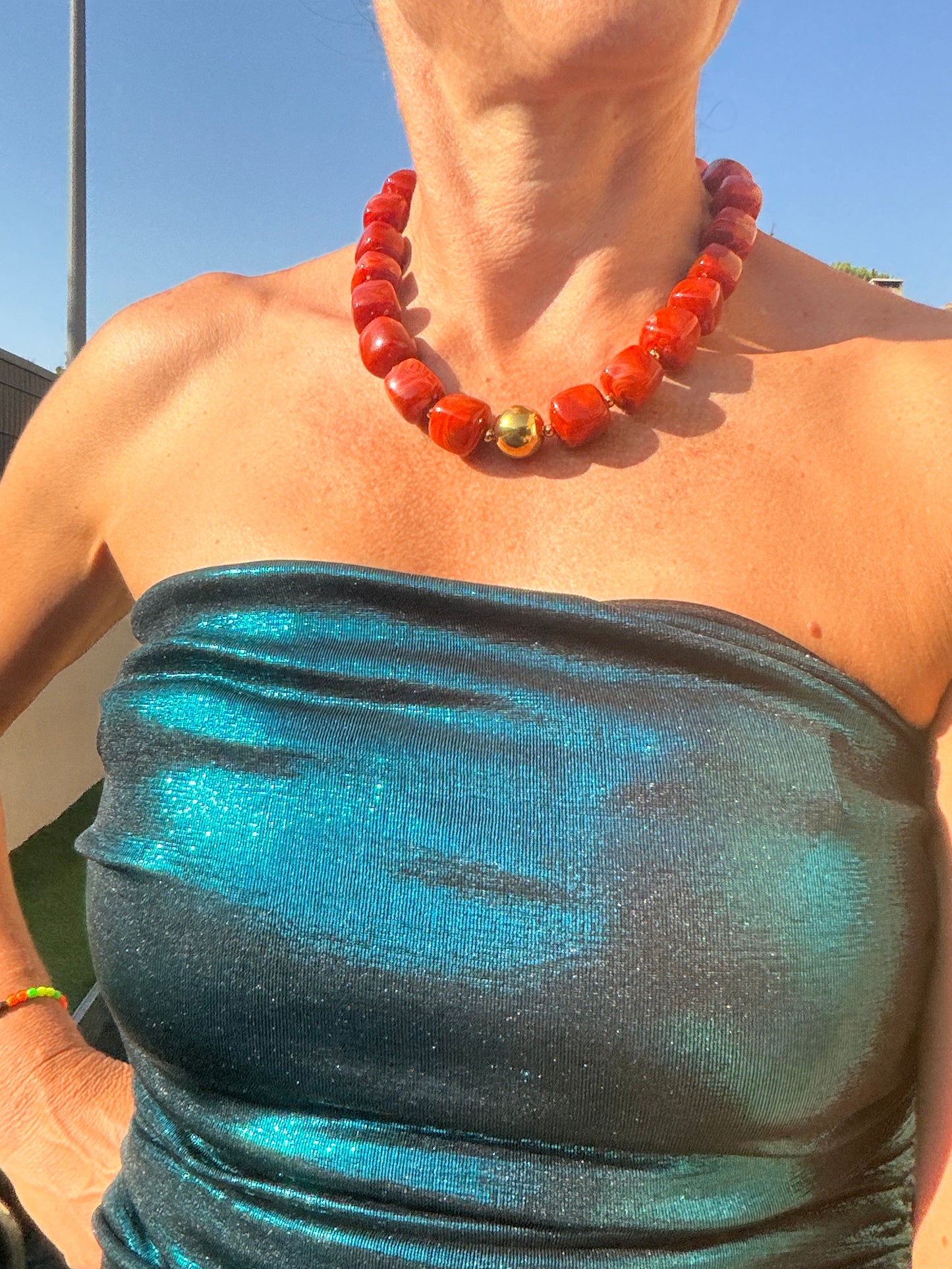 Collier boules résine "Terra Cotta"