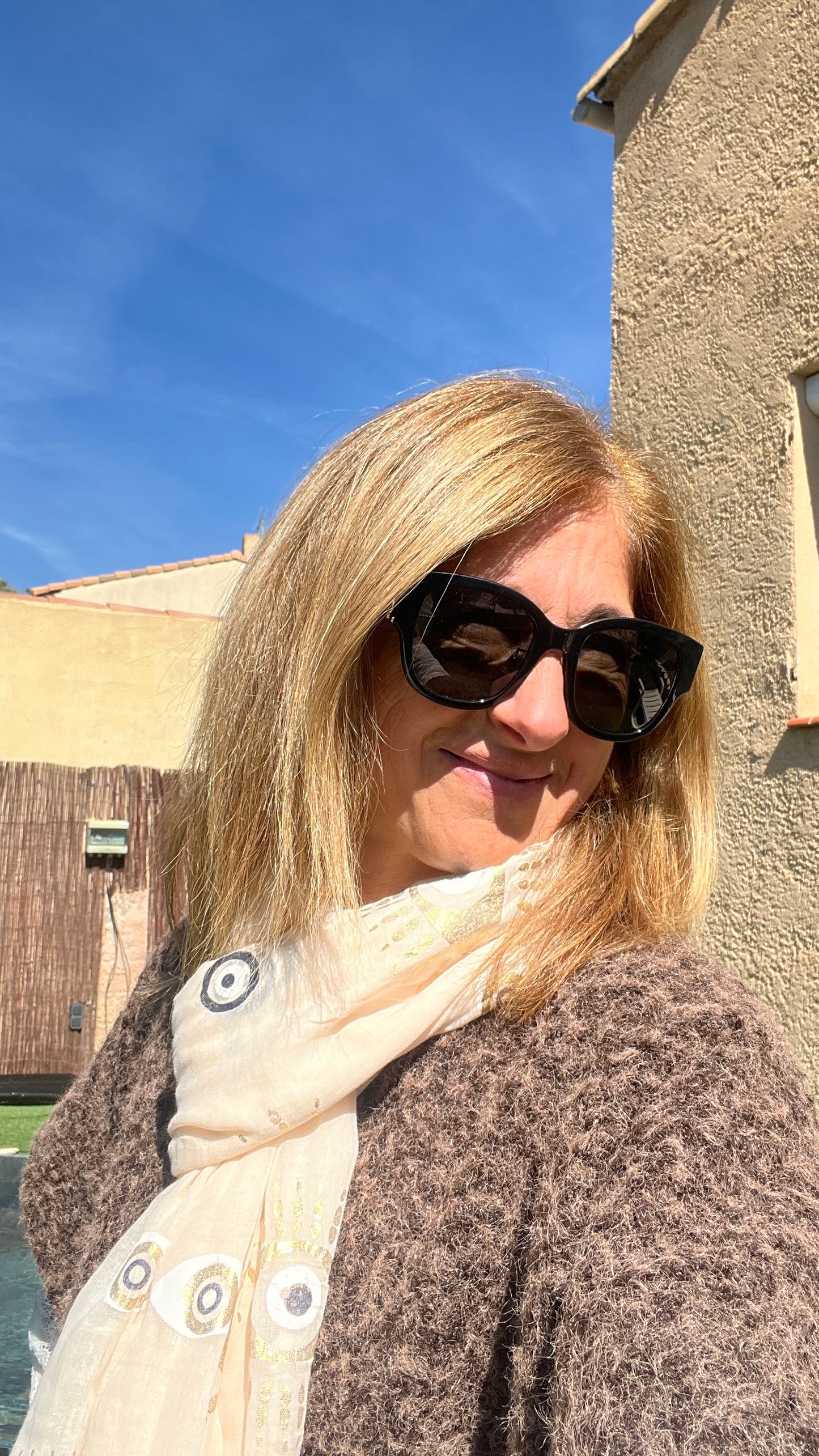 ECHARPES BEIGE/DORE "OEIL GREC"