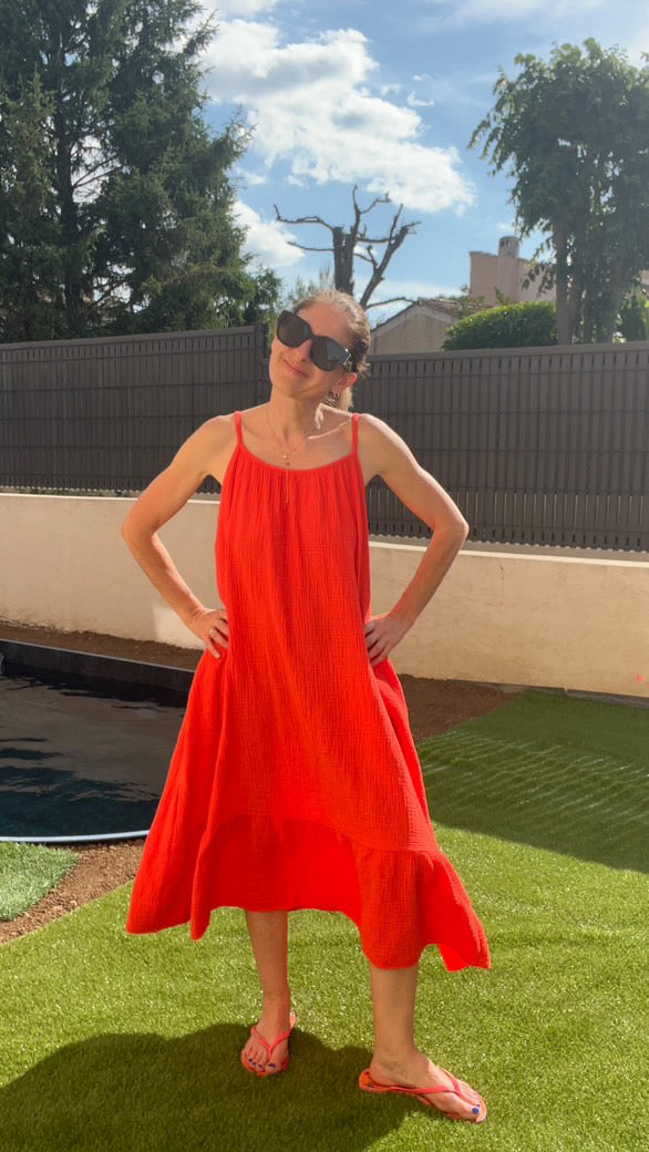 Robe orange "gaze de coton"