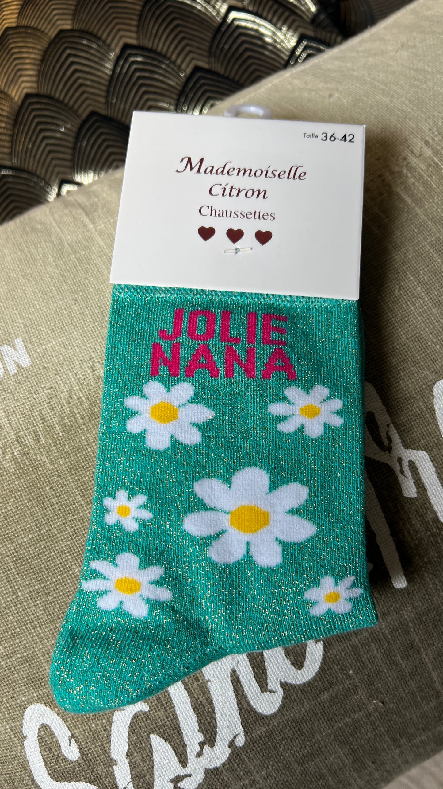 CHAUSSETTES PAILLETTES "MARGUERITES/SEXY"💋🌼