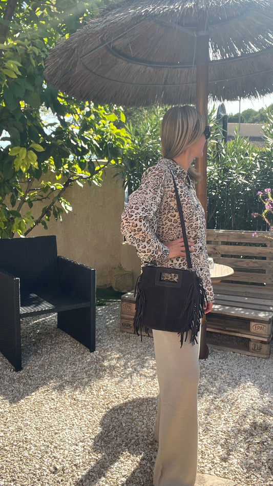 SAC CHOCOLAT A FRANGES
