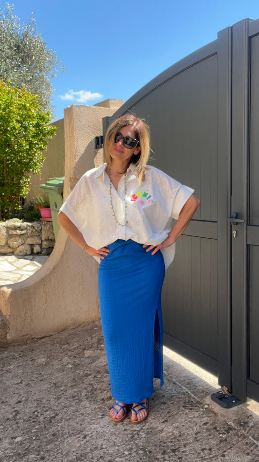 JUPE LONGUE BLEUE "MYKONOS"