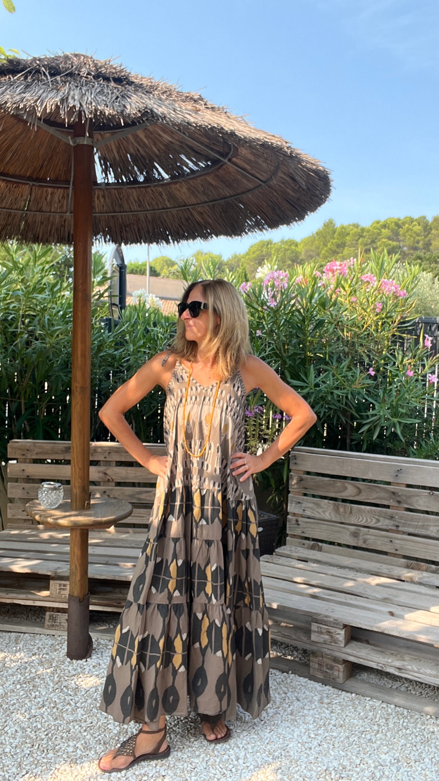 ROBE LONGUE CHOCOLAT/NOIRE "AUTOMNE"