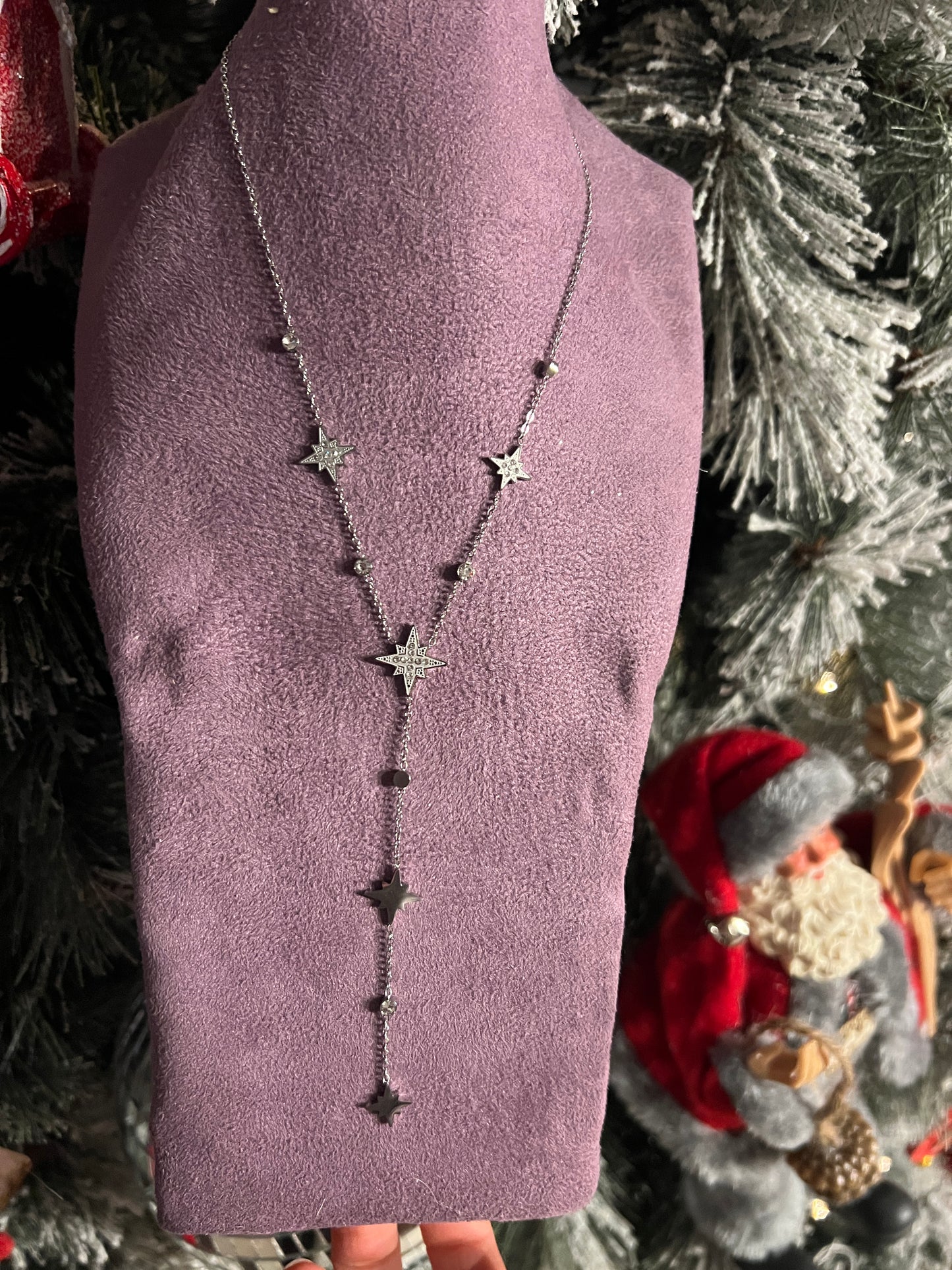 COLLIER ARGENTE TRIPLE METEORITES