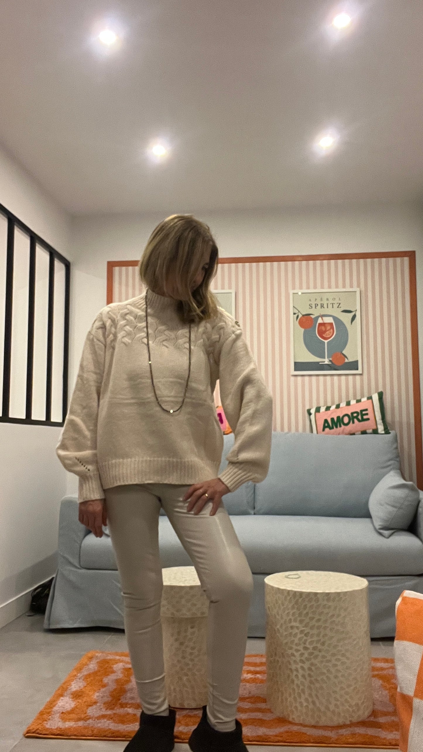 PULL BEIGE TORSADE