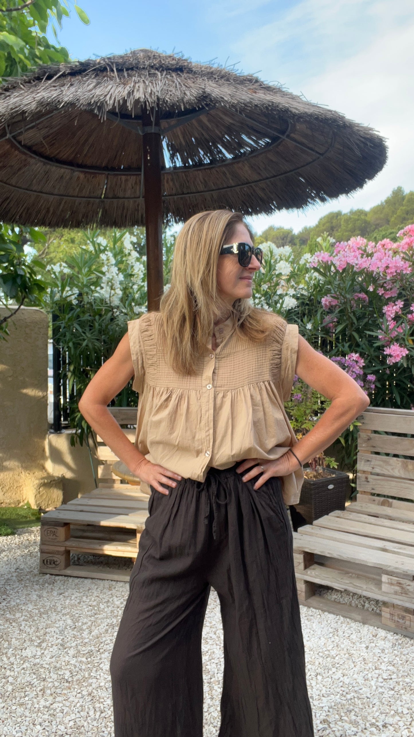 Pantalon fluide chocolat "RIO"