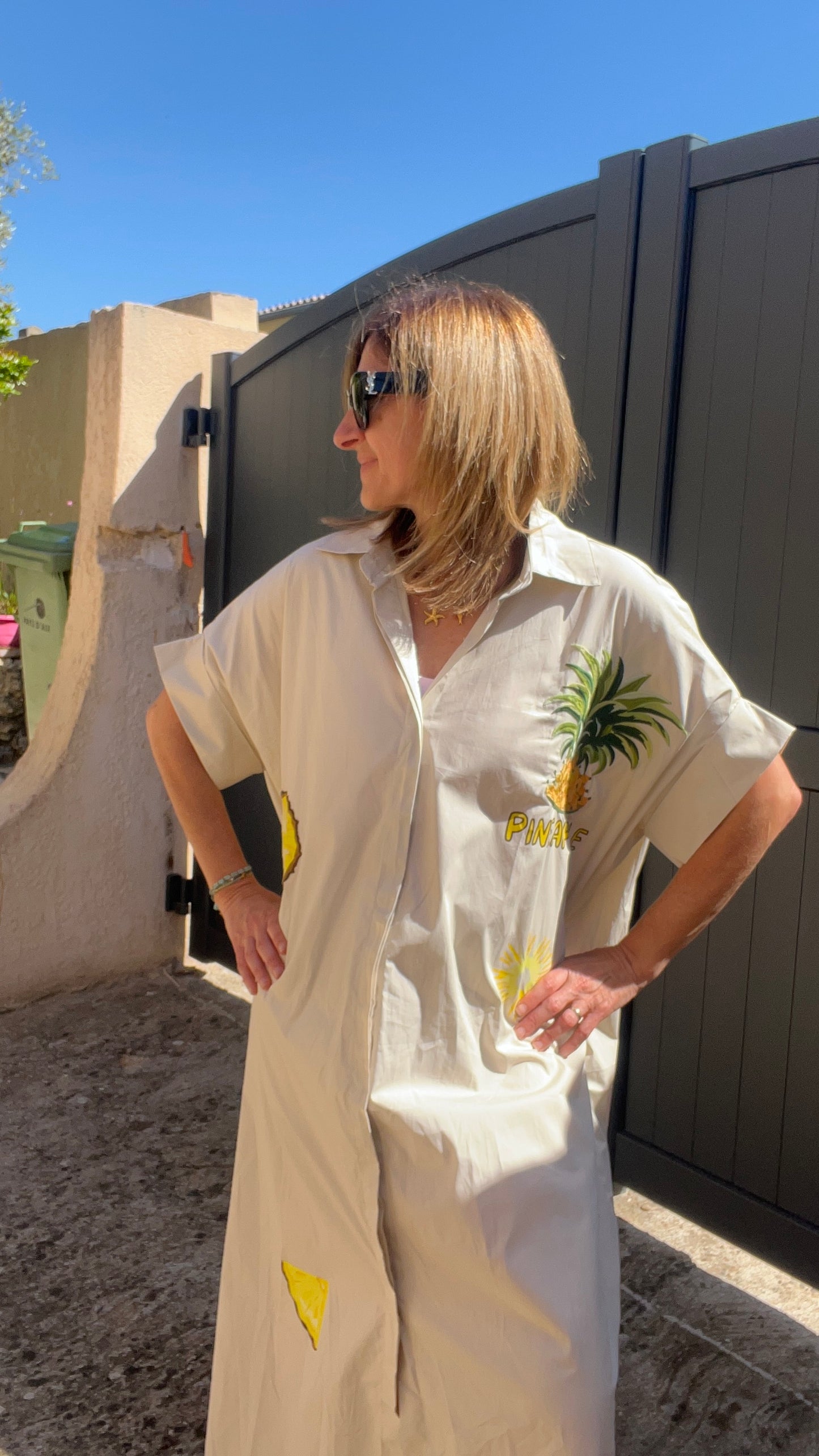 ROBE CHEMISE BEIGE LONGUE "ANANAS"