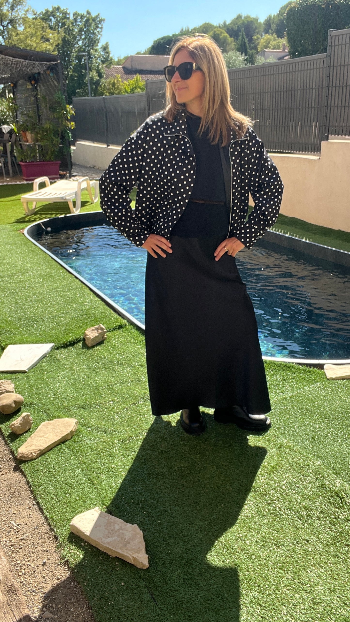 JUPE LONGUE NOIR "SATIN"