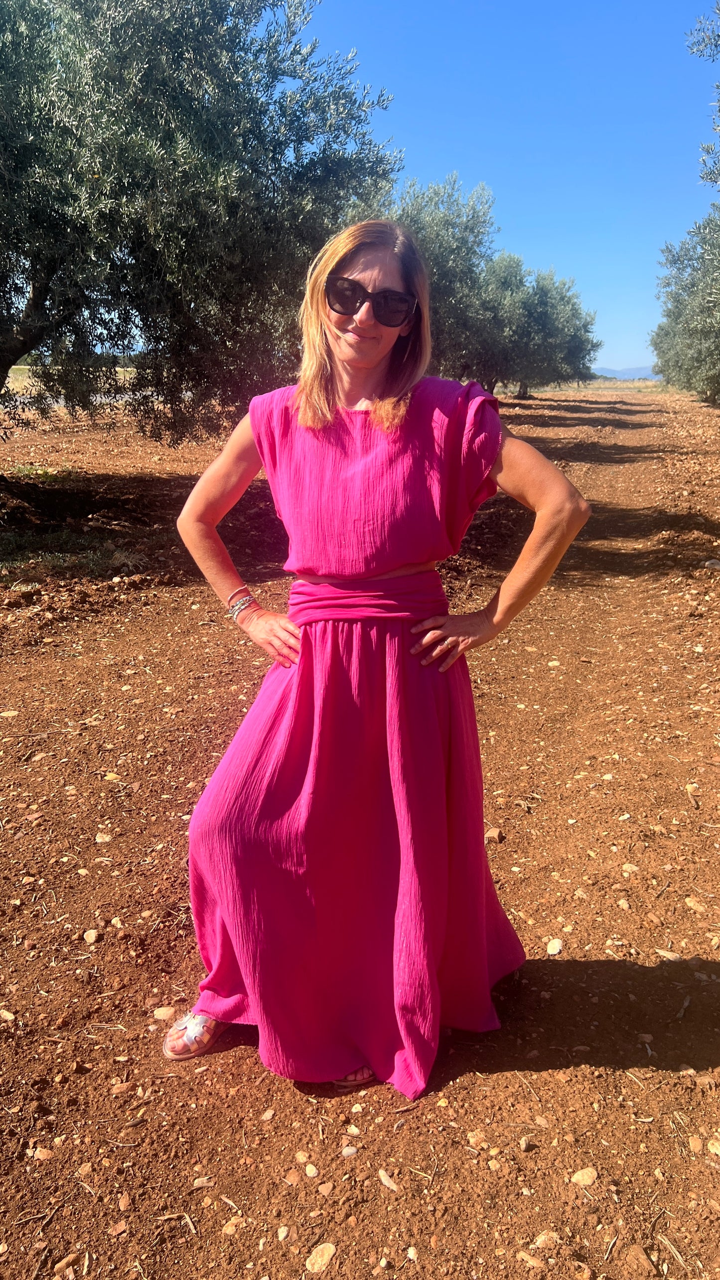ENSEMBLE  ROSE FUCHSIA JUPE/TOP