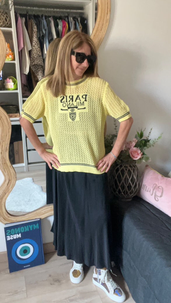 Pull crochet jaune "Milano"