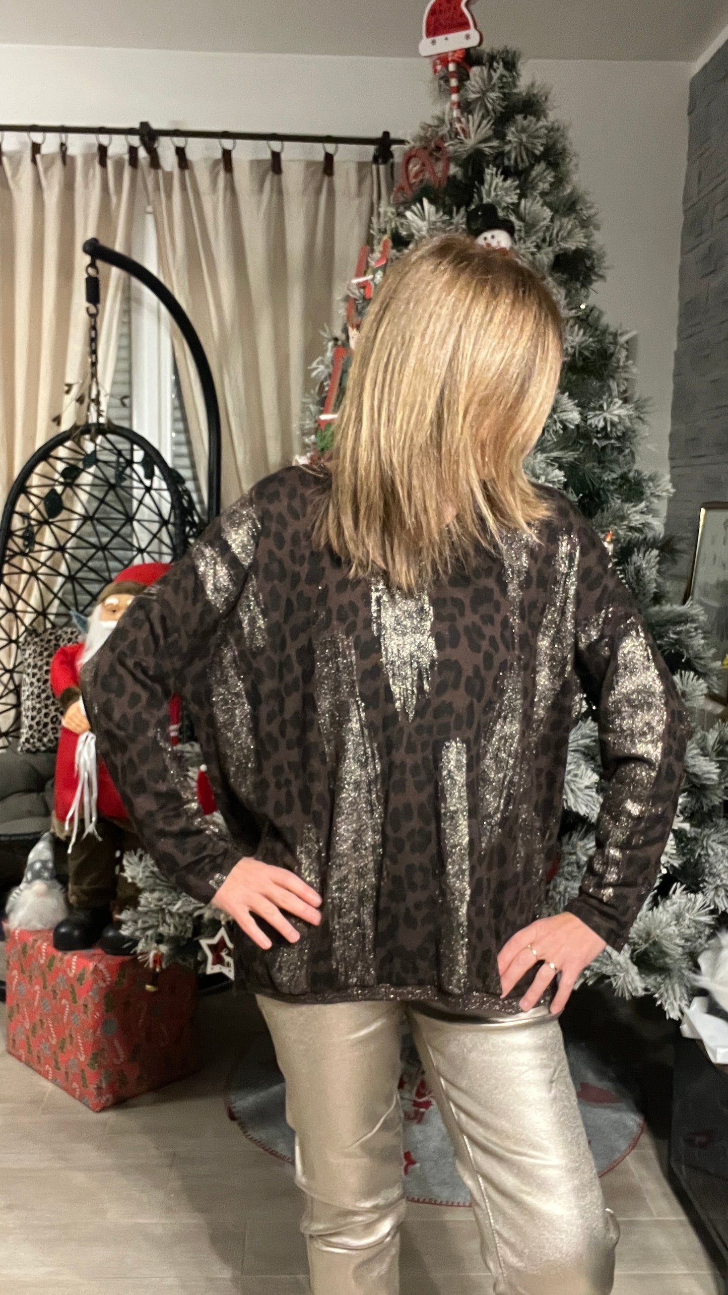 PULL TUNIQUE LEOPARD CHOCOLAT/NOIR/DORE