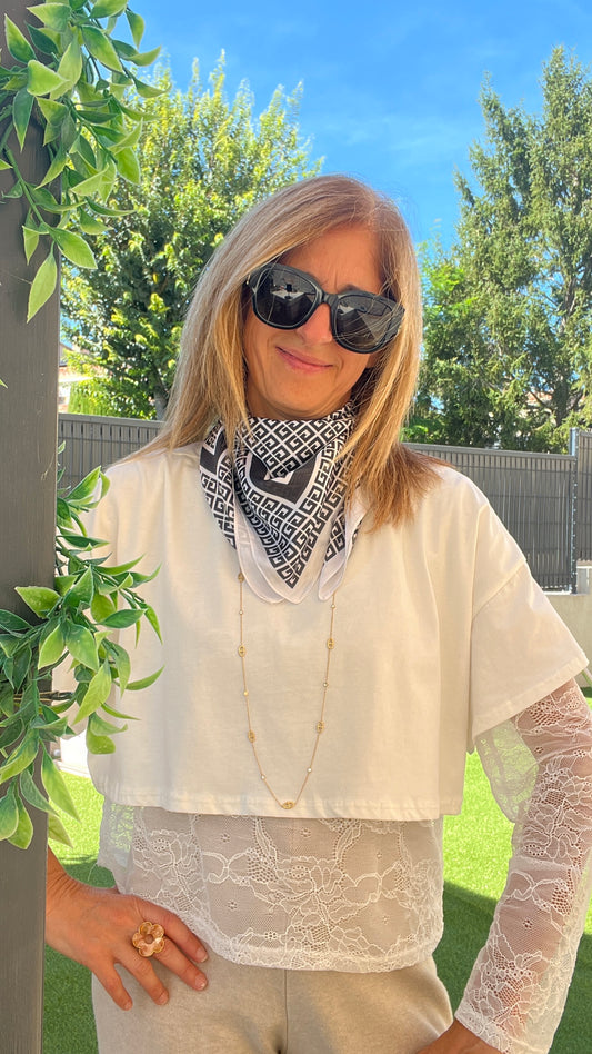 FOULARD NOIR & BLANC PETIT CARRE"