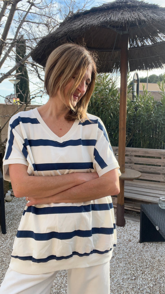 TEE-SHIRT/TUNIQUE RAYÉ BLEU MARINE