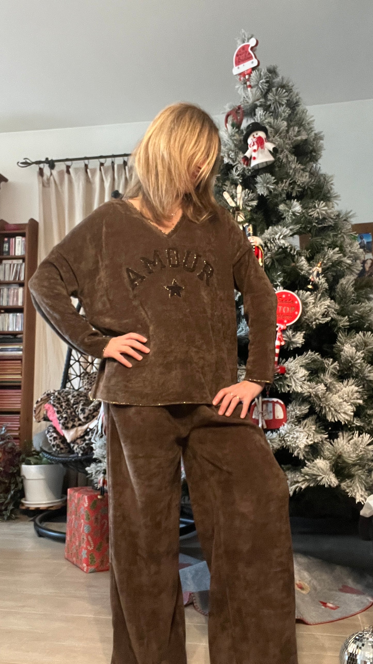 TUNIQUE VELOURS CHOCOLAT AMOUR