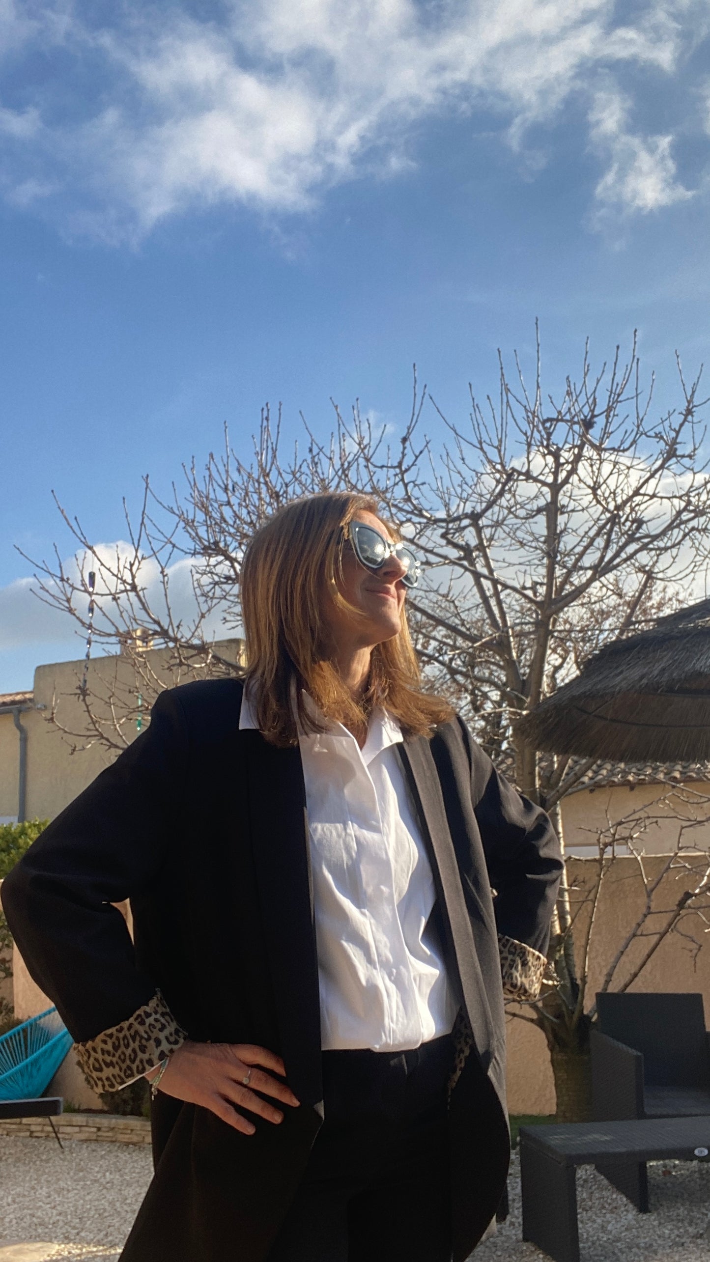 Blazer noir revers Léopard Marion
