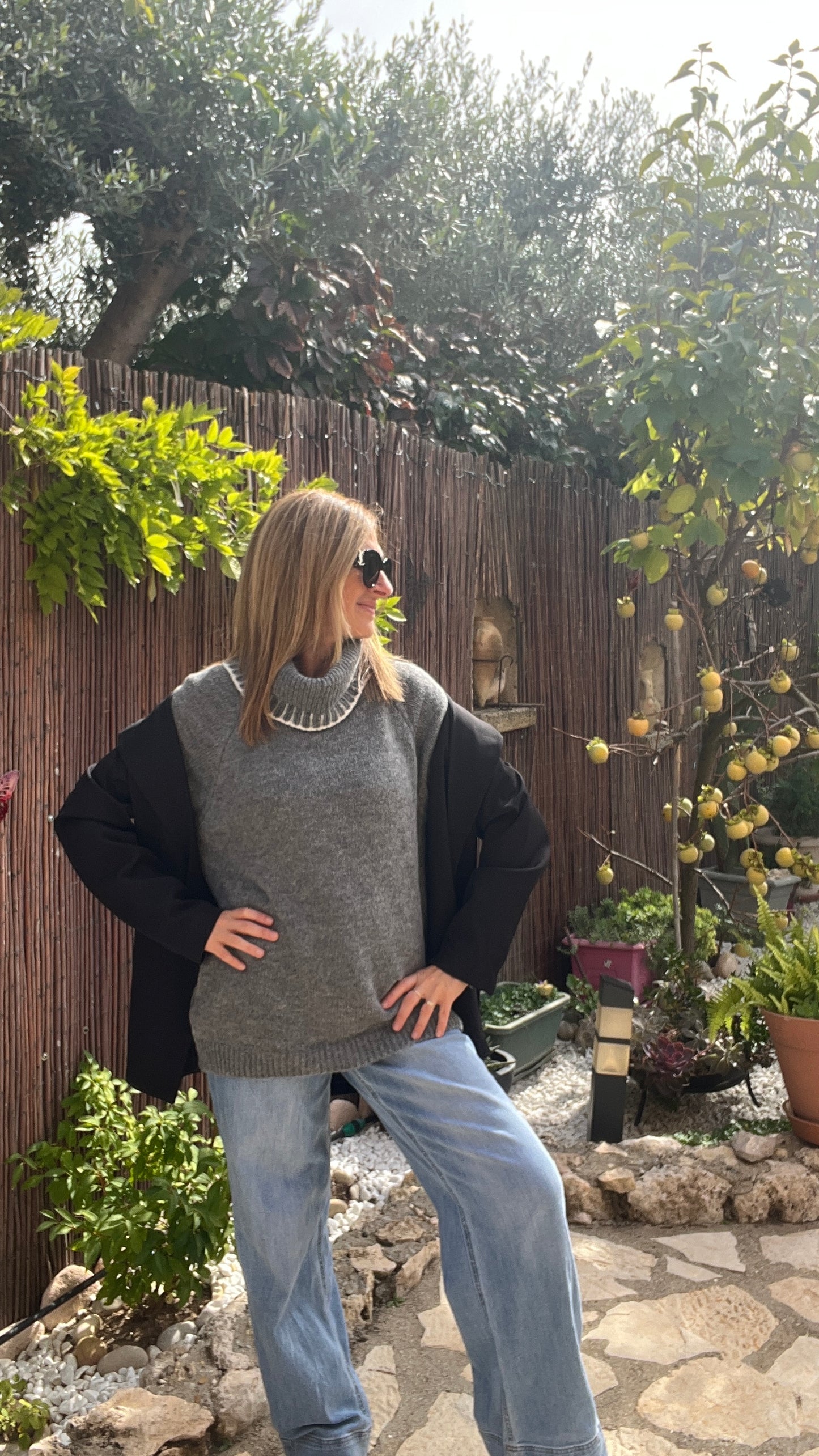 PULL GRIS COL ROULE CAMILLA